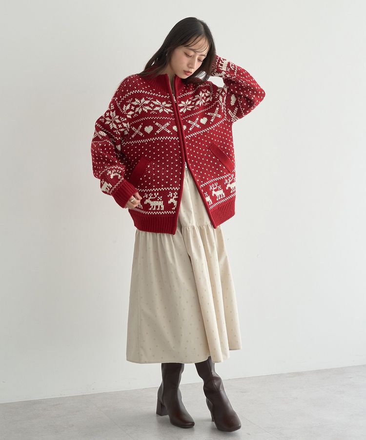 earth music&ecology「ダブルzipノルディックカウチンニットカーディガン」|カーディガン|