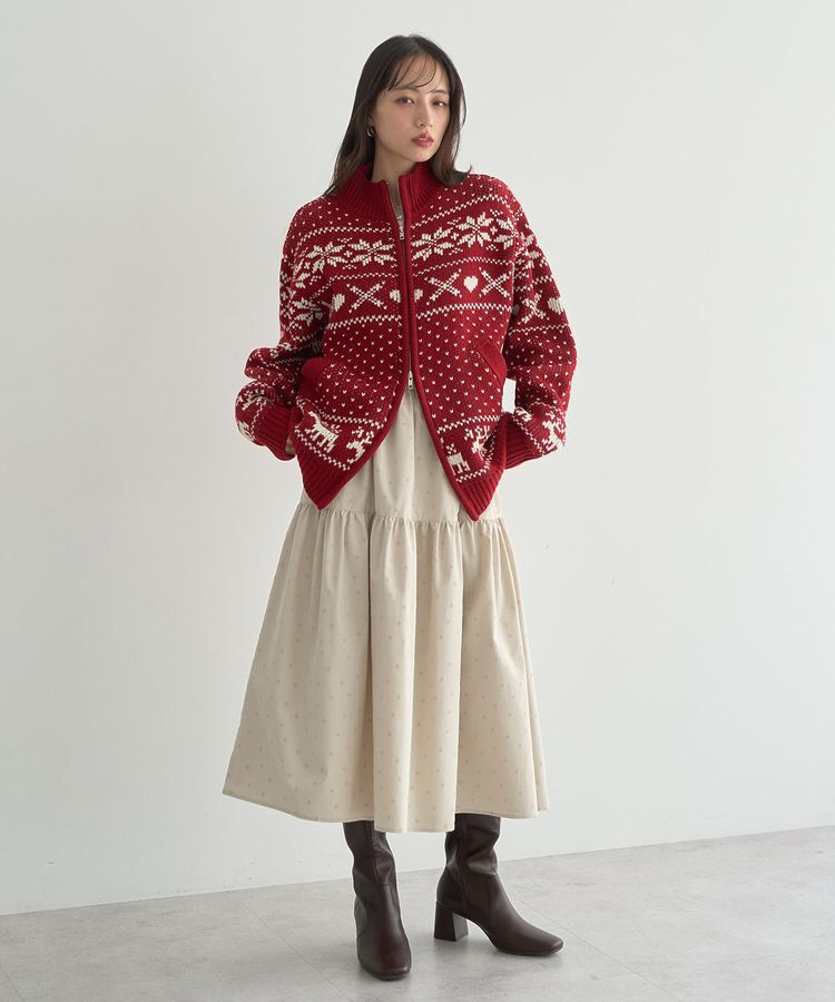 earth music&ecology「ダブルzipノルディックカウチンニットカーディガン」|カーディガン|