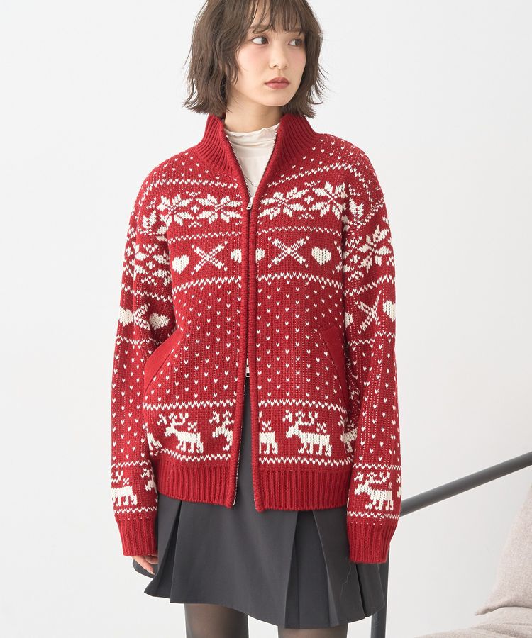 earth music&ecology「ダブルzipノルディックカウチンニットカーディガン」|カーディガン|