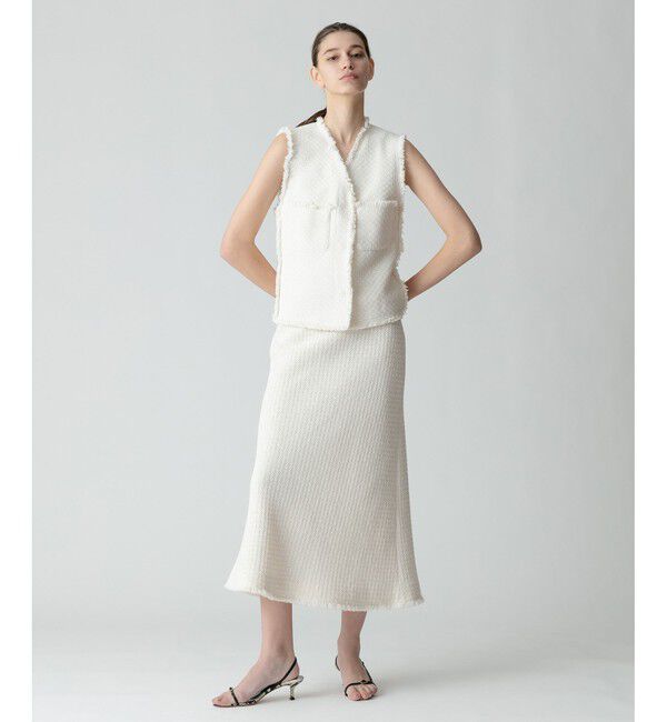 allureville「【セットアップ対応可能】ラスティックツイードフリンジジレ」|ベスト・ジレ|