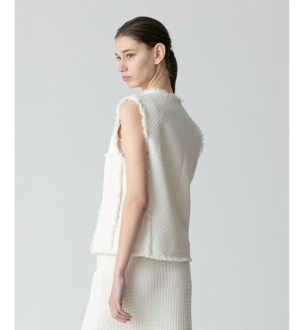 allureville「【セットアップ対応可能】ラスティックツイードフリンジジレ」|ベスト・ジレ|