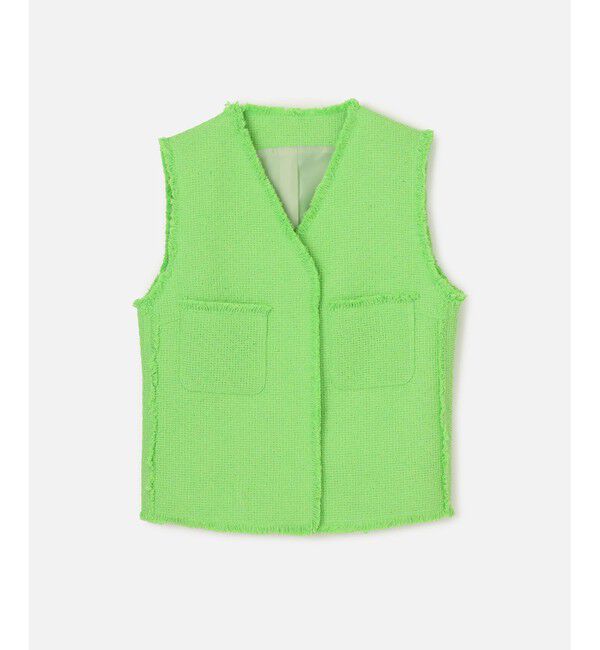 allureville「【セットアップ対応可能】ラスティックツイードフリンジジレ」|ベスト・ジレ|