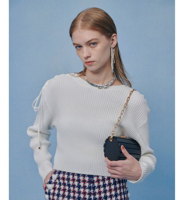 LOULOU WILLOUGHBY「【LOULOU WILLOUGHBY】レースアップショルダープルオーバー」|ニット・セーター|