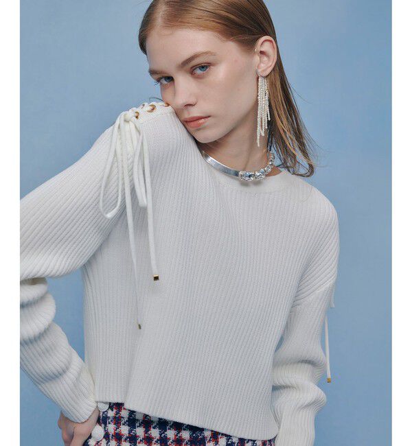 LOULOU WILLOUGHBY「【LOULOU WILLOUGHBY】レースアップショルダープルオーバー」|ニット・セーター|