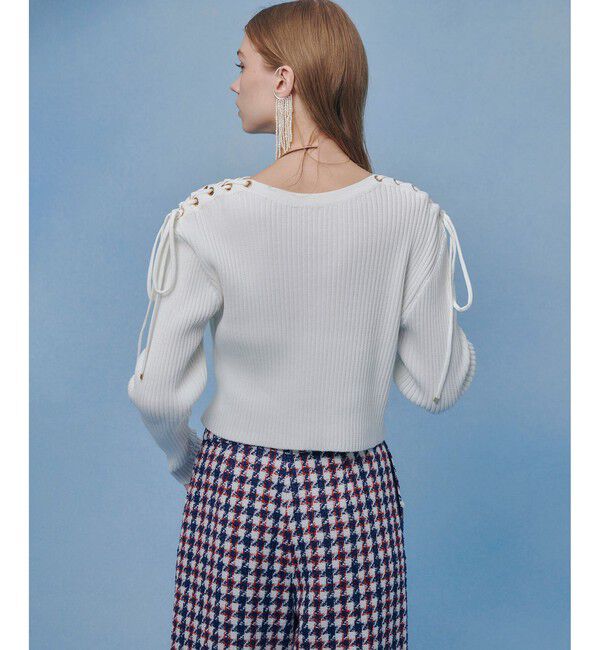 LOULOU WILLOUGHBY「【LOULOU WILLOUGHBY】レースアップショルダープルオーバー」|ニット・セーター|