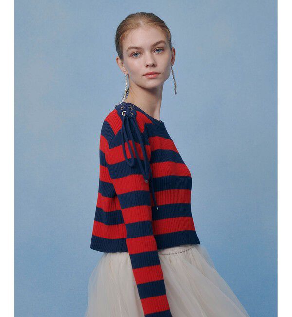 LOULOU WILLOUGHBY「【LOULOU WILLOUGHBY】レースアップショルダープルオーバー」|ニット・セーター|