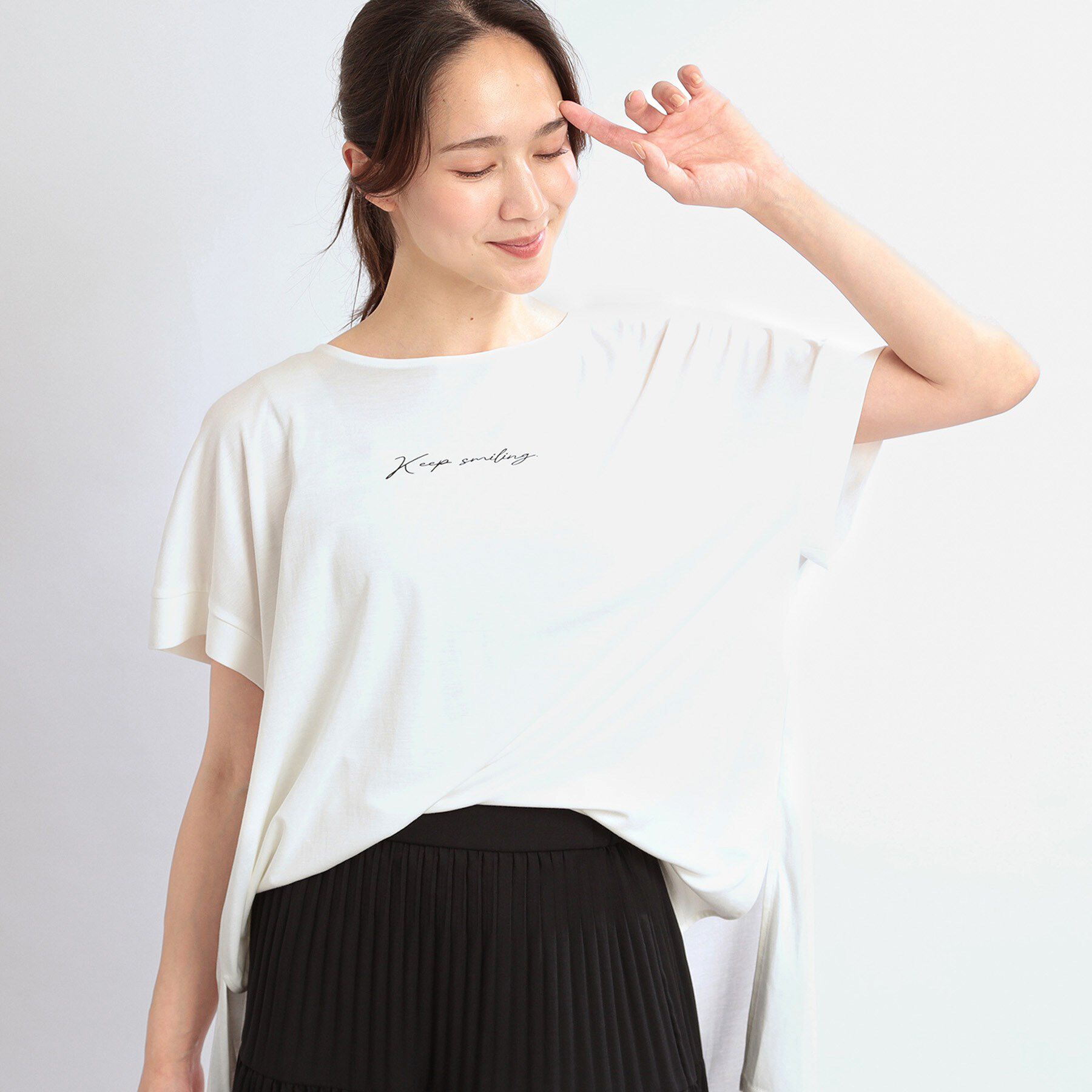 Reflect「【E‐QUALITY】チュニック丈ロゴTシャツ」|Tシャツ・カットソー|オフホワイト(003