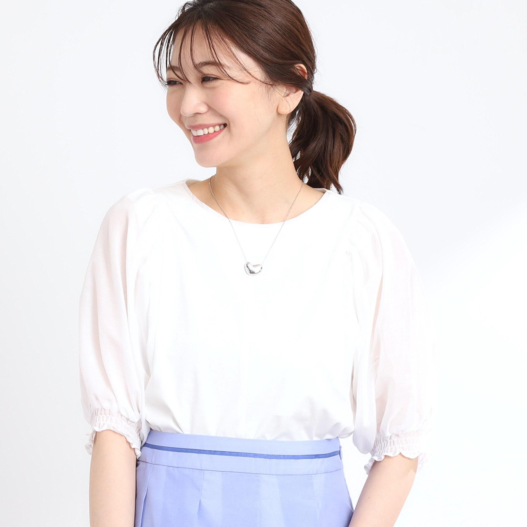 Reflect「【マシンウォッシュ可】シアーパフスリーブTブラウス」|シャツ・ブラウス|