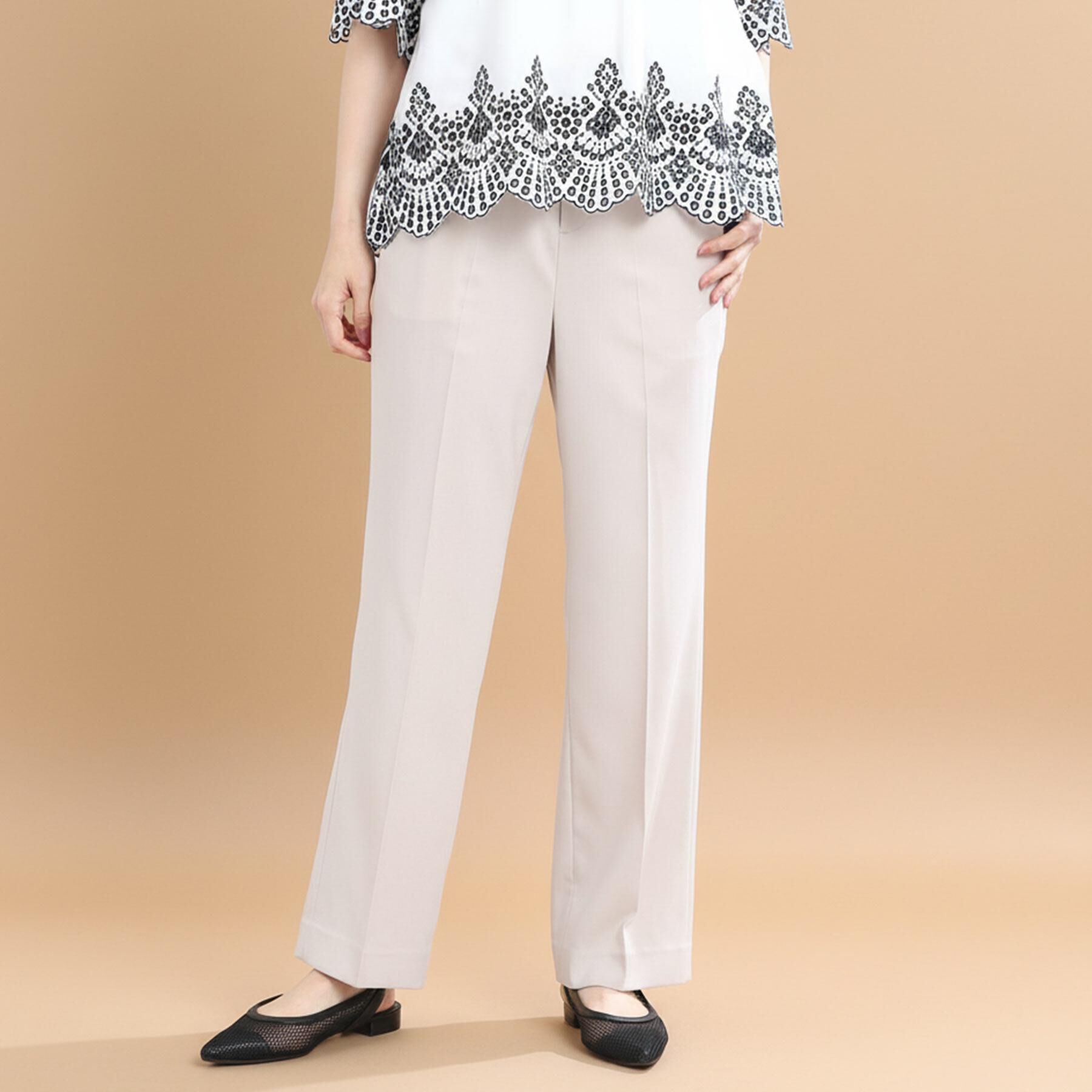 Reflect「【マシンウォッシュ可】リネンライクフレアパンツ」|その他|ライトベージュ(05