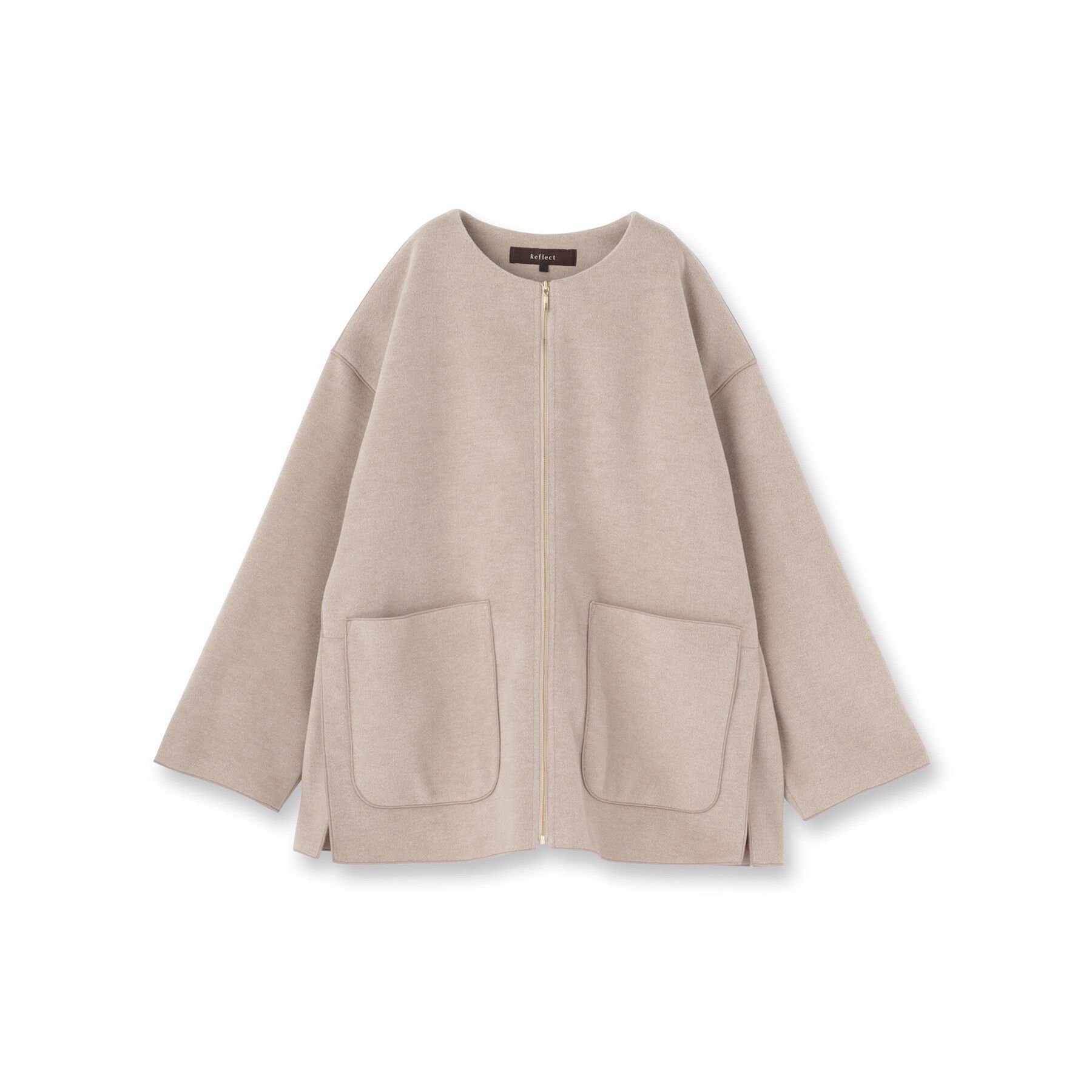 Reflect「【体型カバー／ゆったり着られる◎】リラクシーパイルコート」|ノーカラーコート|