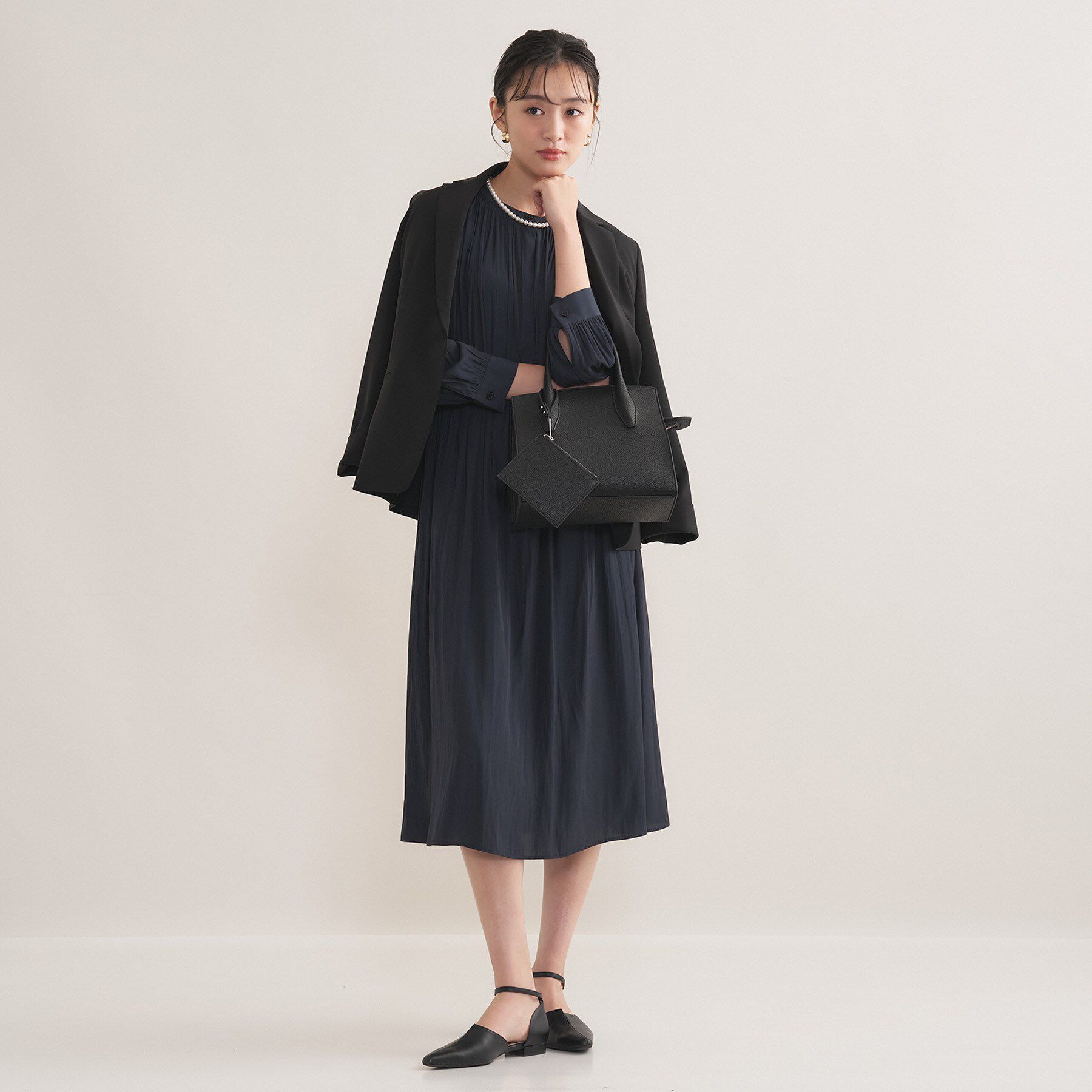 INDIVI「【洗える／セレモニー】ギャザーフレアワンピース」|ワンピース|