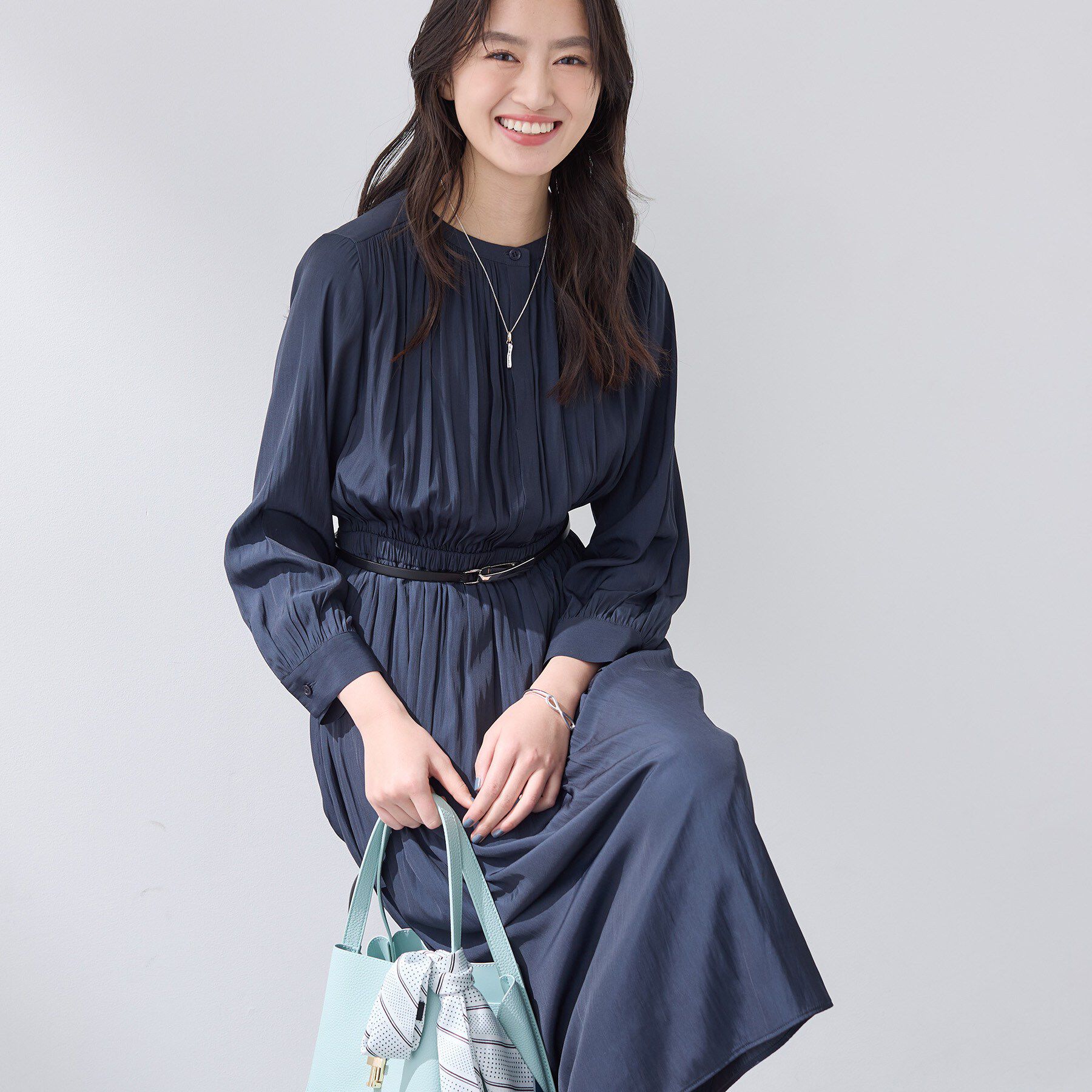 INDIVI「【洗える／セレモニー】ギャザーフレアワンピース」|ワンピース|