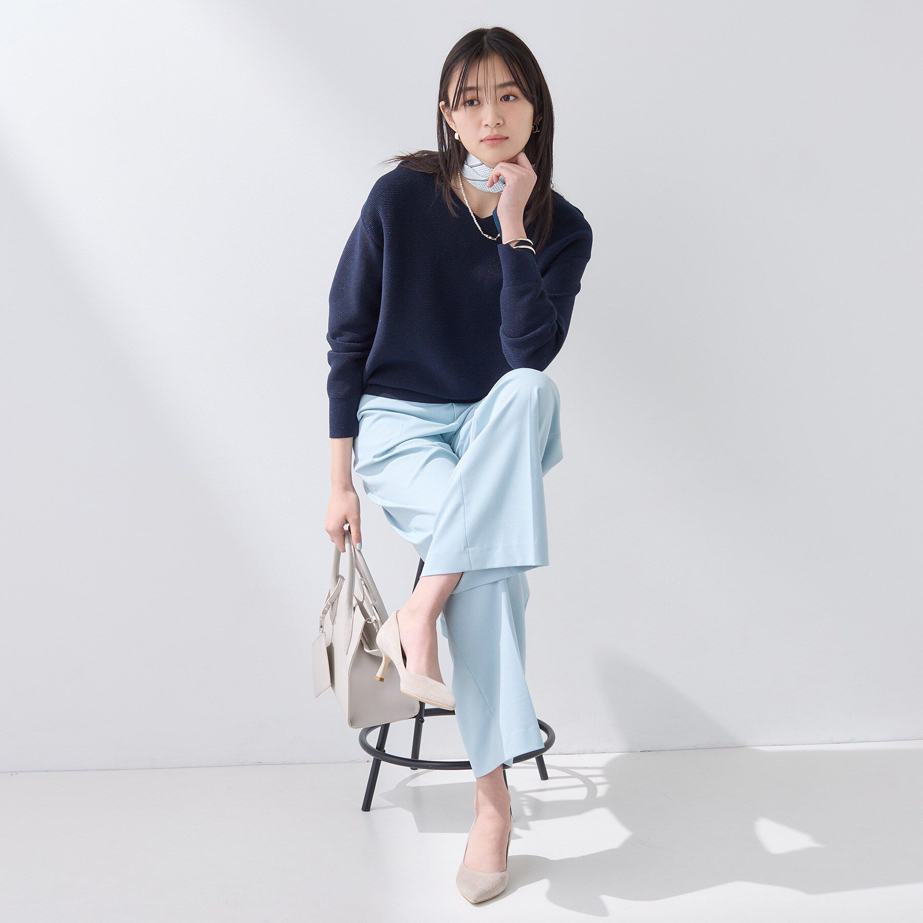 INDIVI「【洗える／軽量】きらめきVネックニット」|ニット・セーター|