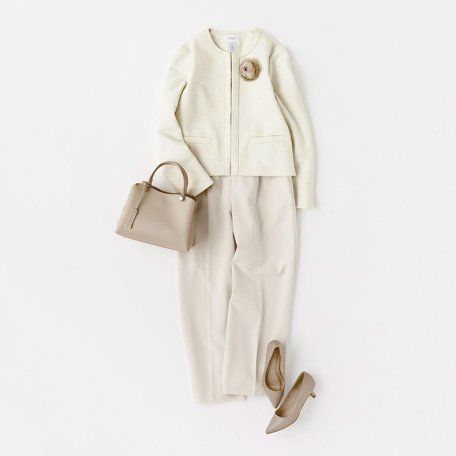 OPAQUE.CLIP「≪通勤・セレモニー対応≫ コットンツイードジャケット」|ノーカラージャケット|