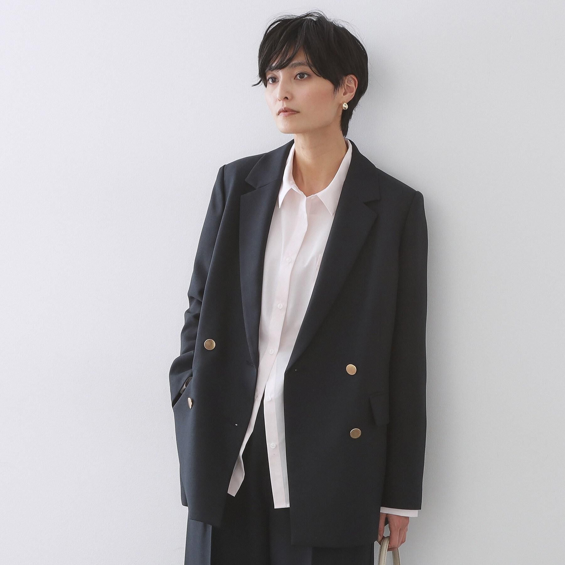 OPAQUE.CLIP「金ボタンダブルブレストテーラードジャケット/セットアップ対応【洗える】《S～LL》」|テーラードジャケット|