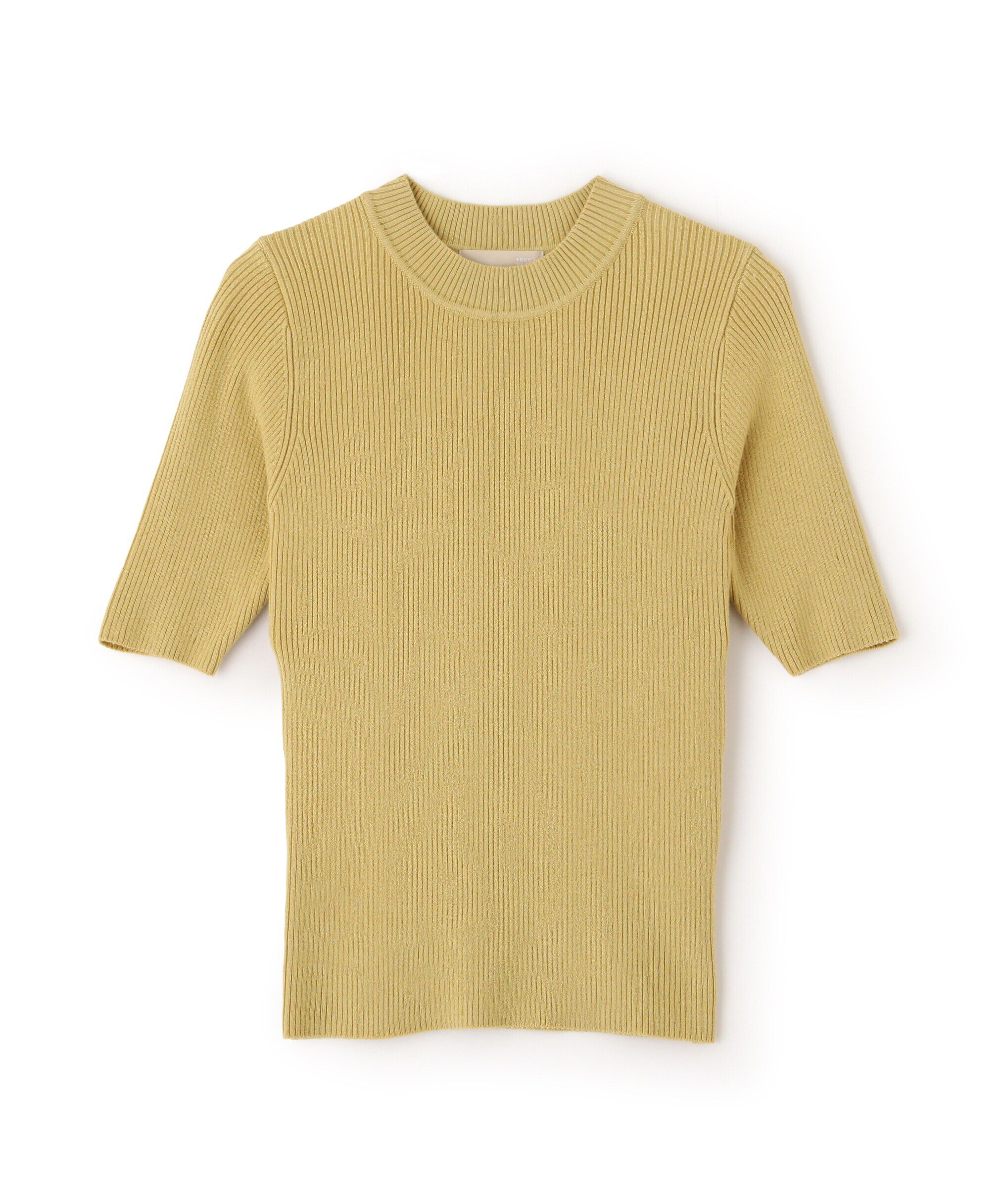  「［洗える］マシンウォッシャブルリブハイネック5分袖ニット」|ニット・セーター|