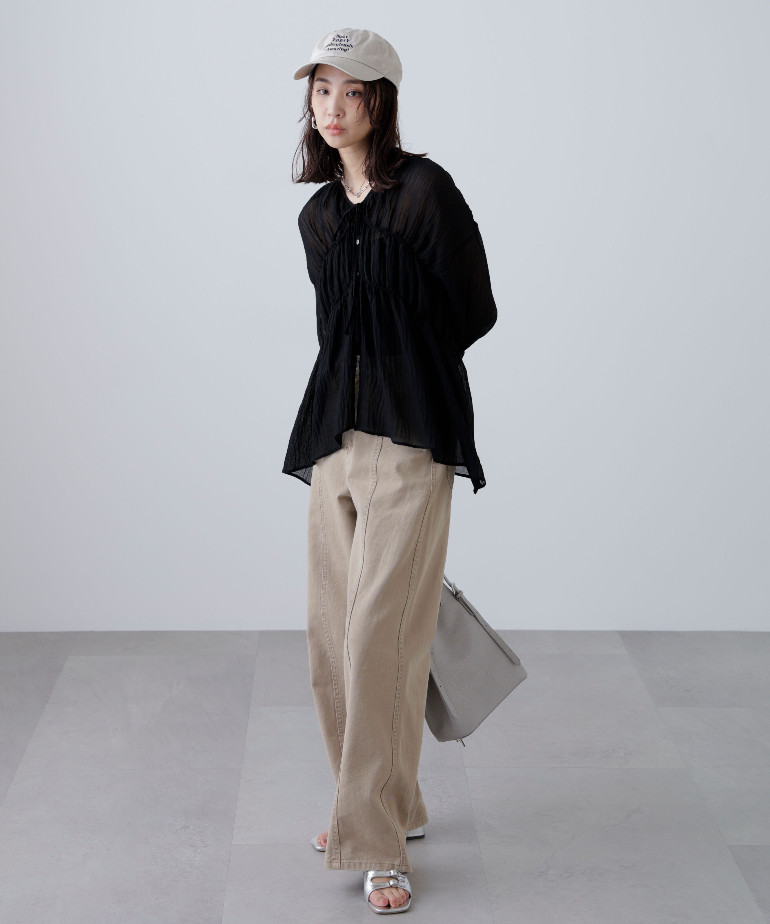  「シャーリングドロストチュニックブラウス」|シャツ・ブラウス|