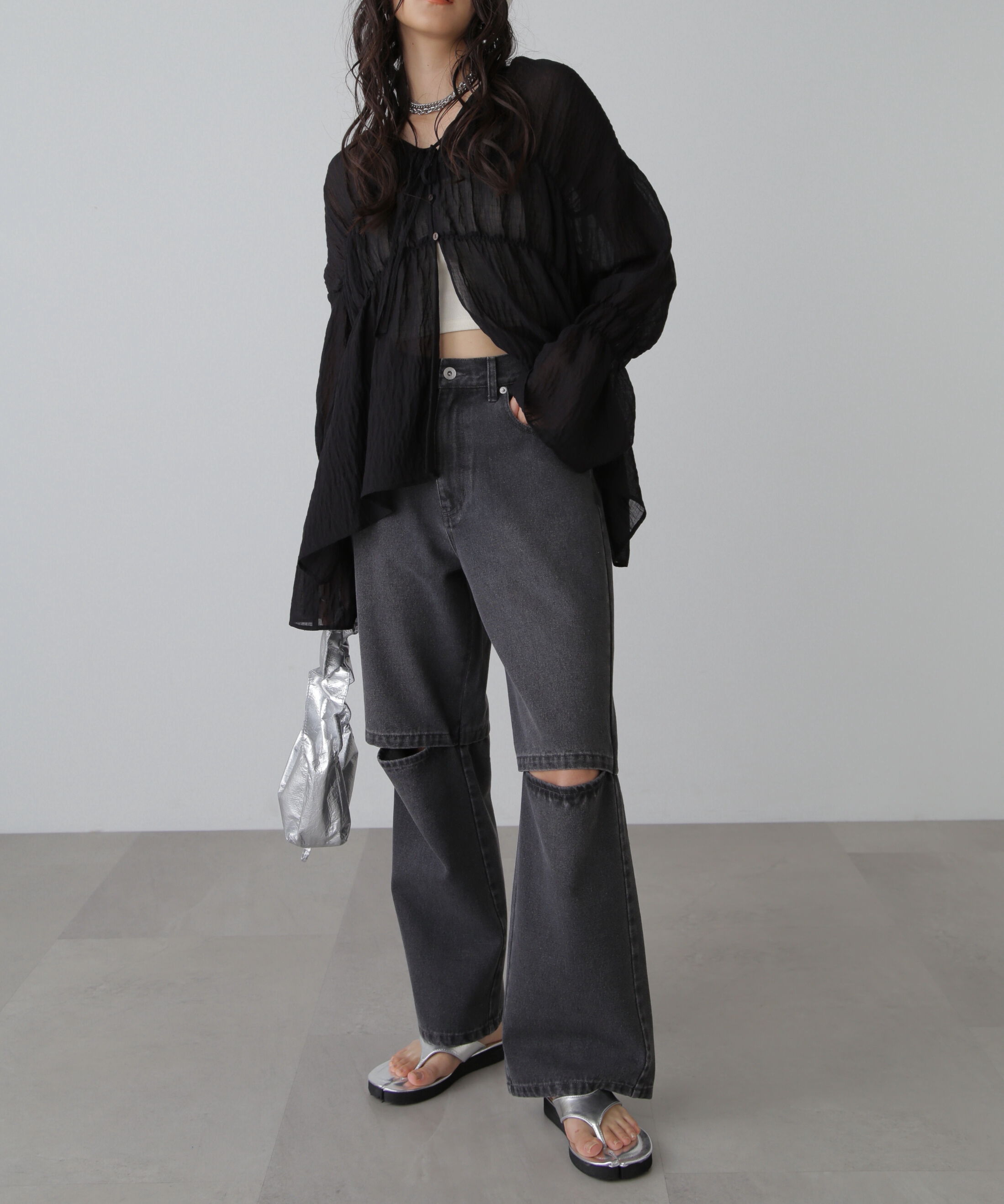  「シャーリングドロストチュニックブラウス」|シャツ・ブラウス|