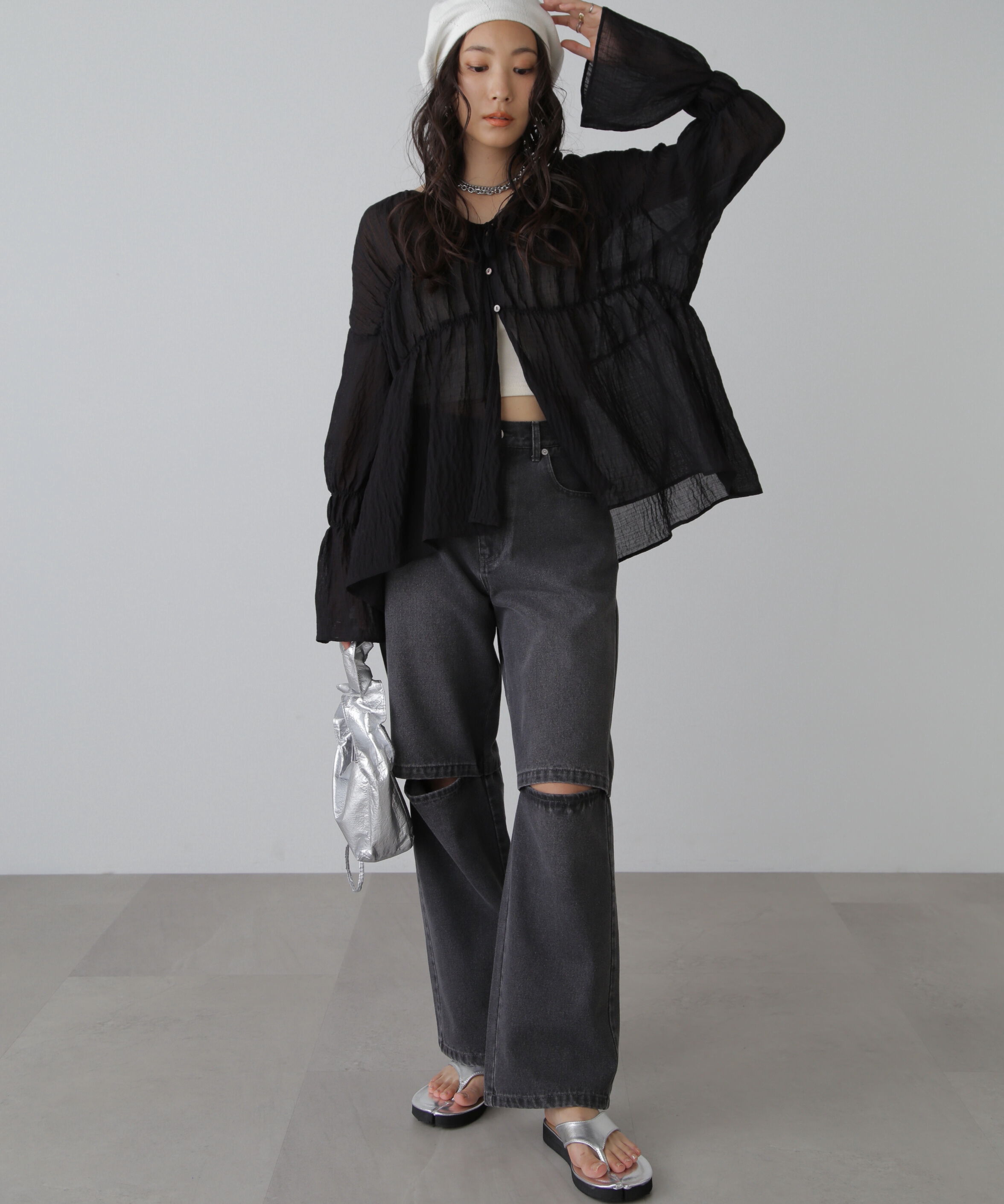  「シャーリングドロストチュニックブラウス」|シャツ・ブラウス|