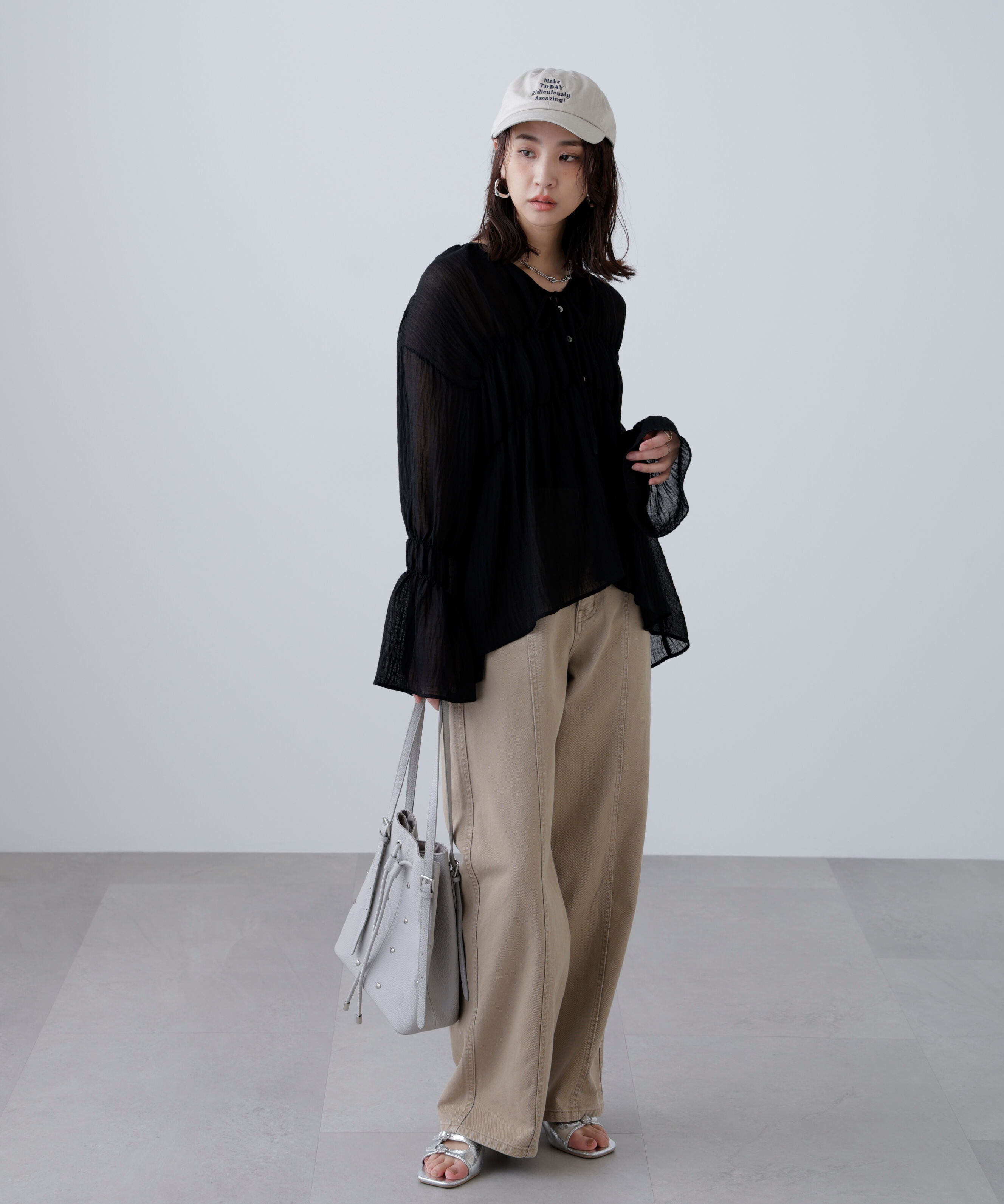  「シャーリングドロストチュニックブラウス」|シャツ・ブラウス|