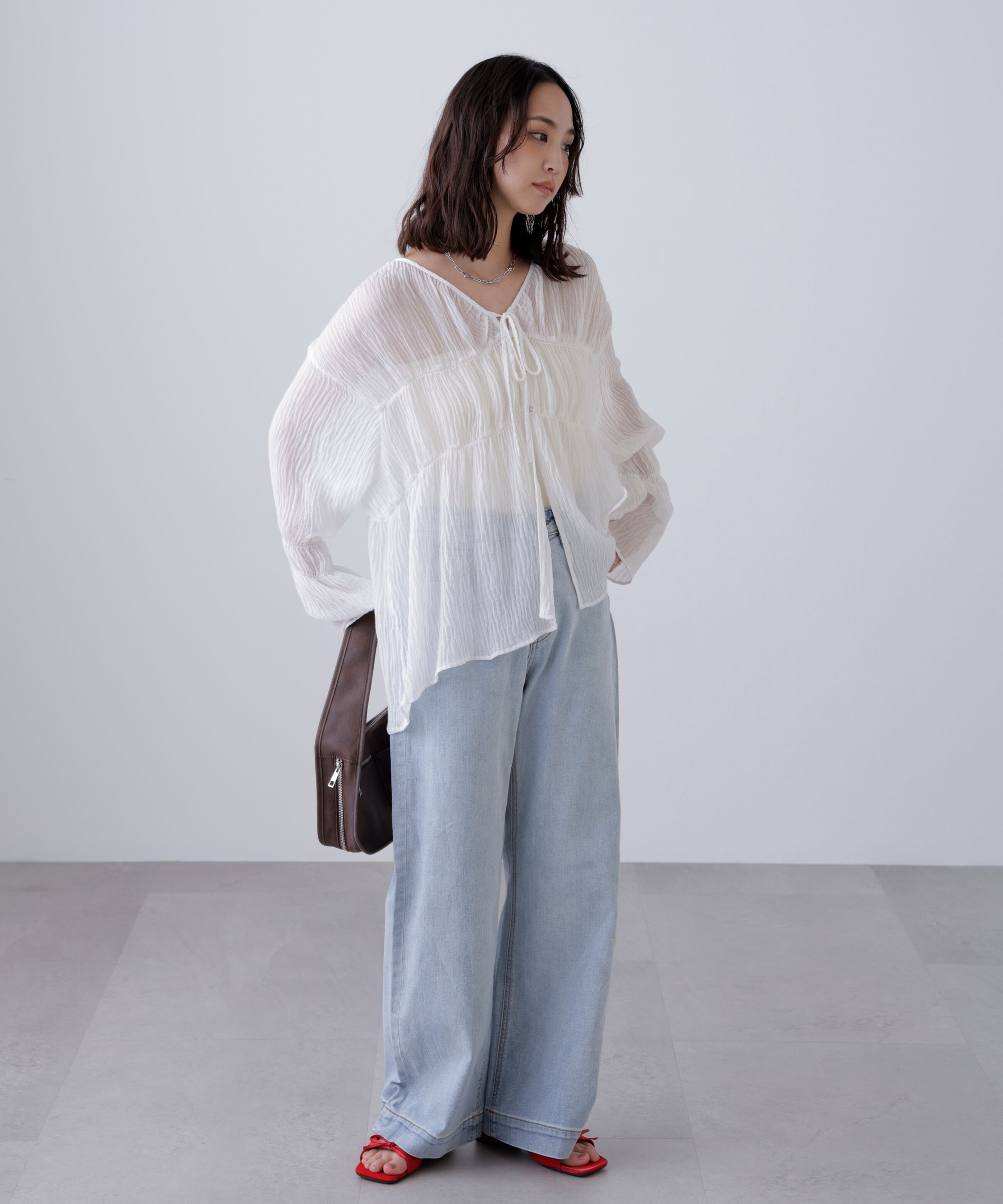  「シャーリングドロストチュニックブラウス」|シャツ・ブラウス|