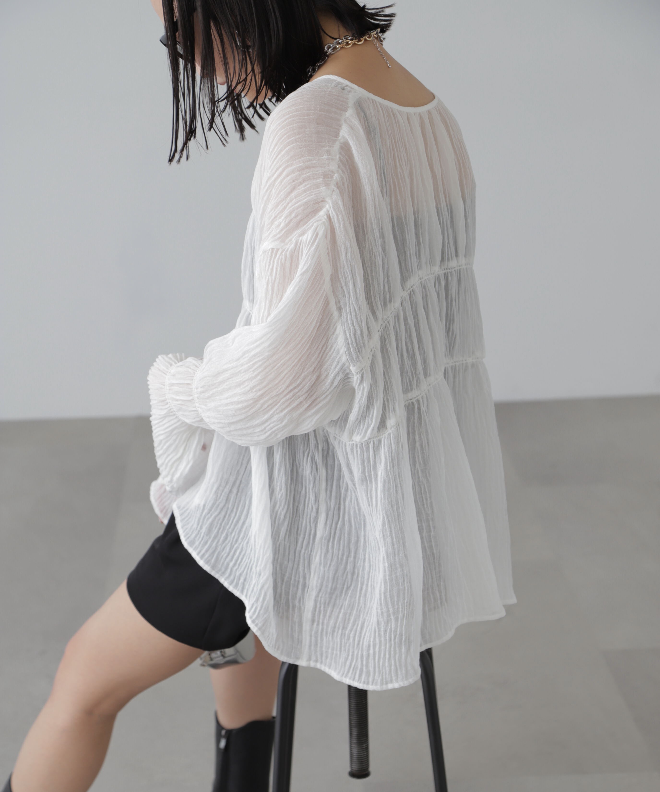  「シャーリングドロストチュニックブラウス」|シャツ・ブラウス|