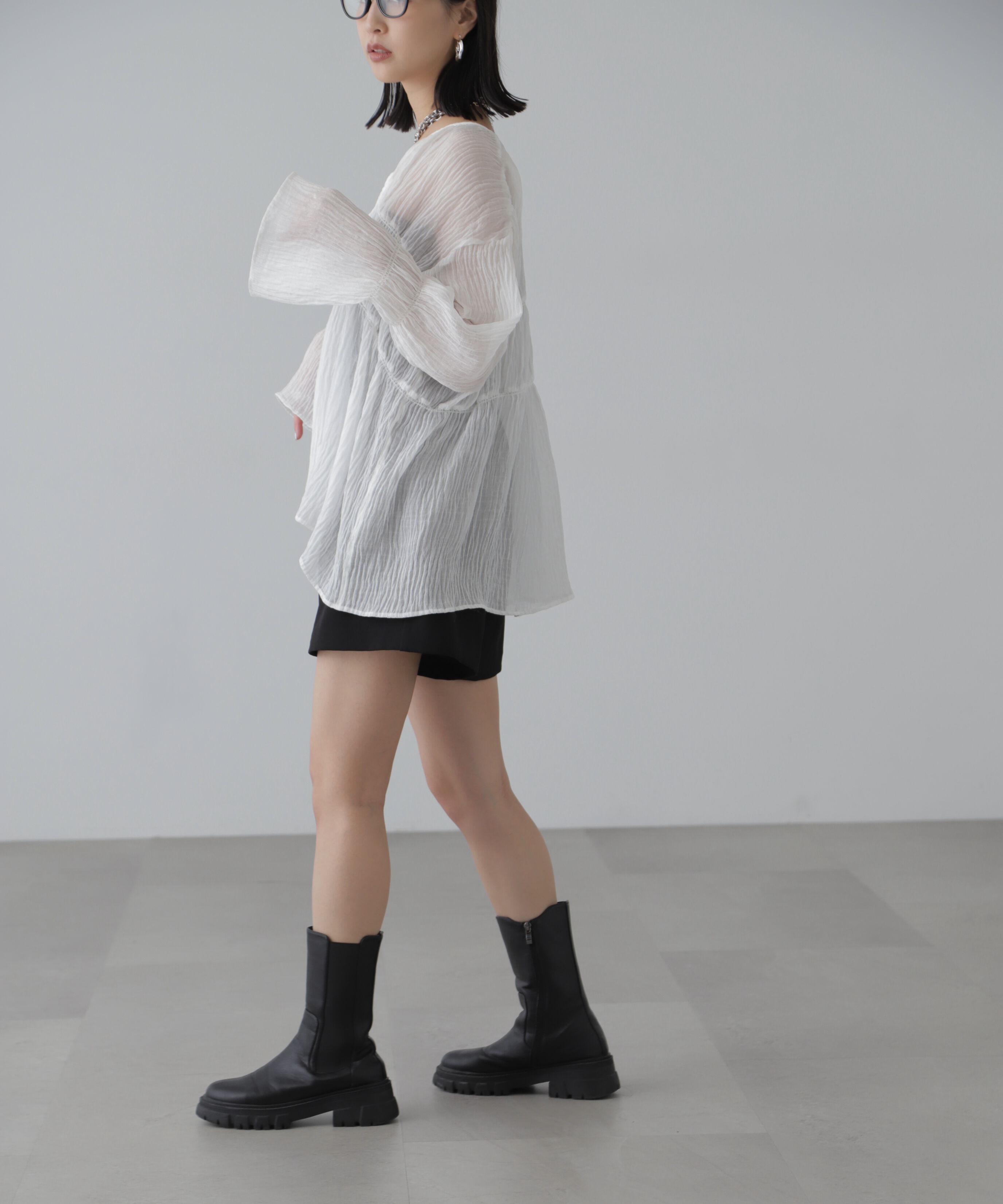  「シャーリングドロストチュニックブラウス」|シャツ・ブラウス|