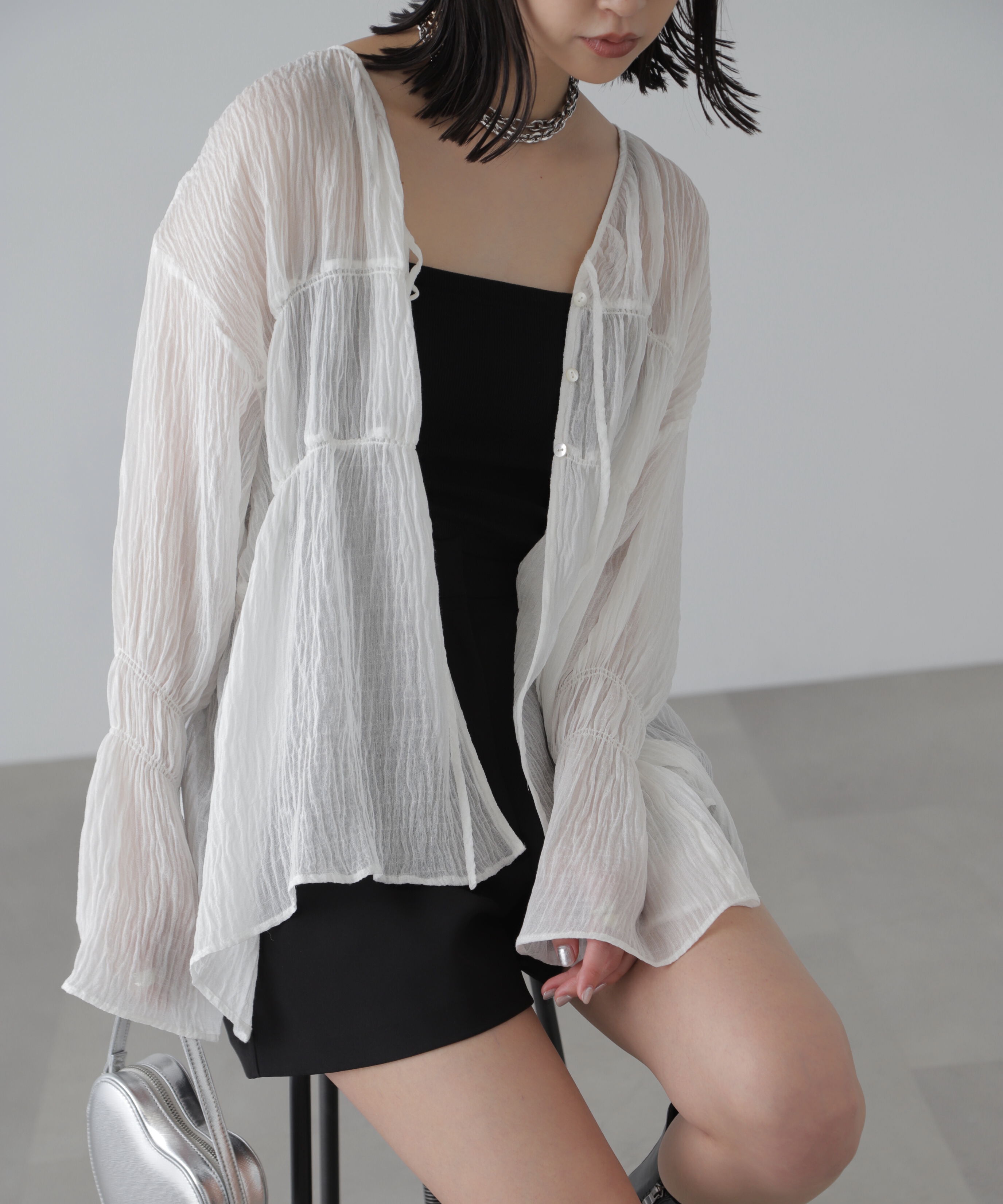  「シャーリングドロストチュニックブラウス」|シャツ・ブラウス|