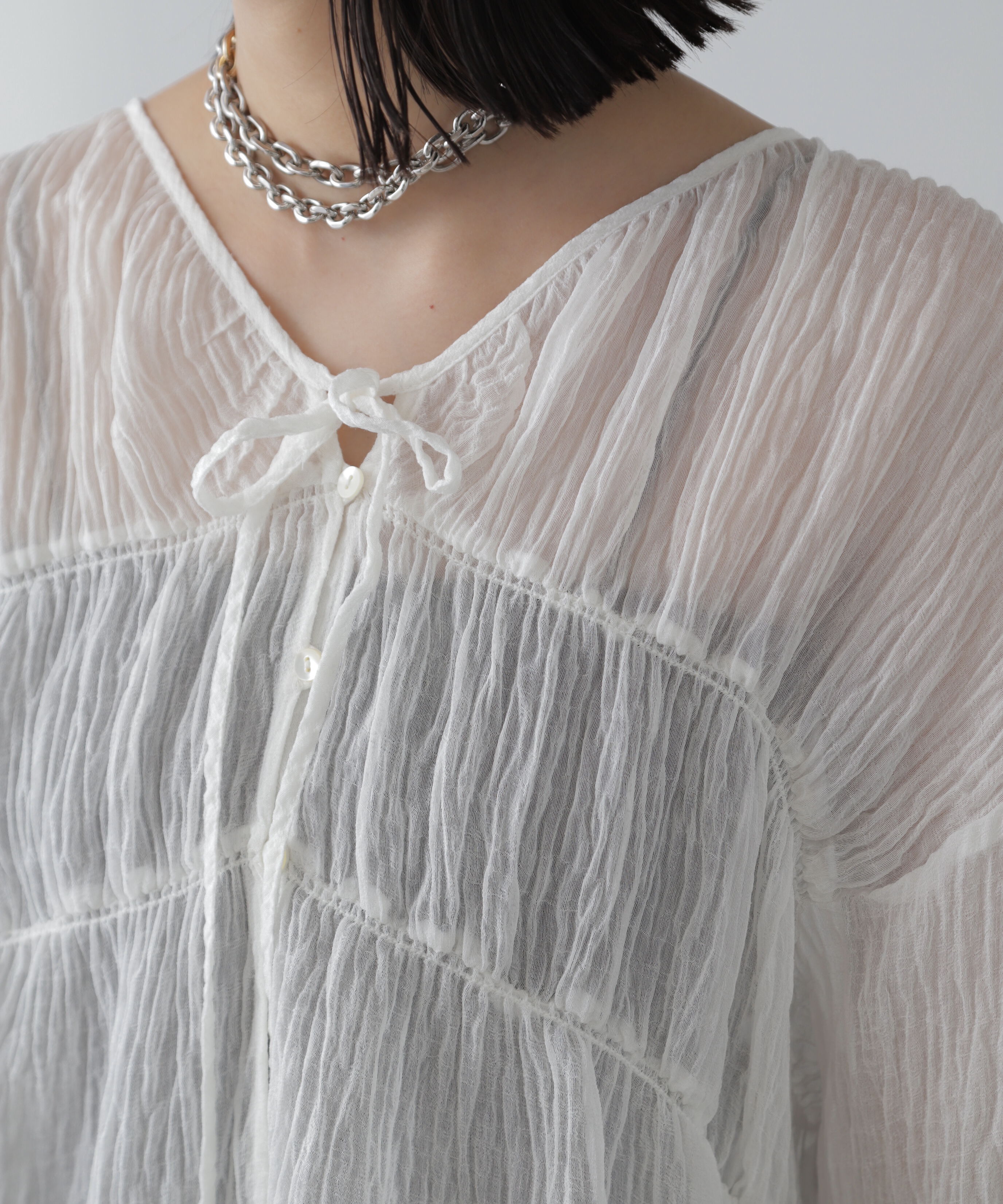  「シャーリングドロストチュニックブラウス」|シャツ・ブラウス|