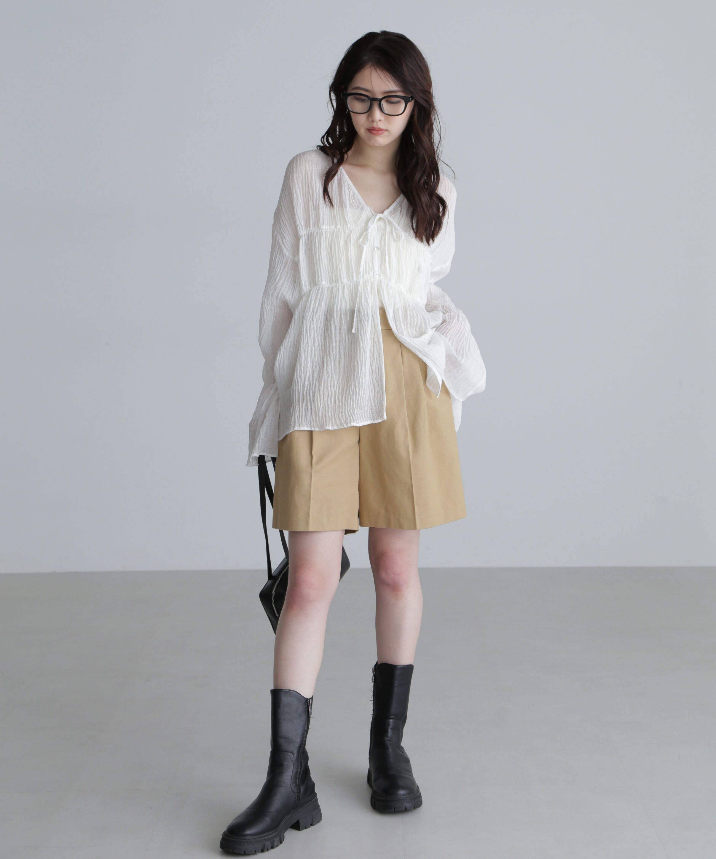  「シャーリングドロストチュニックブラウス」|シャツ・ブラウス|