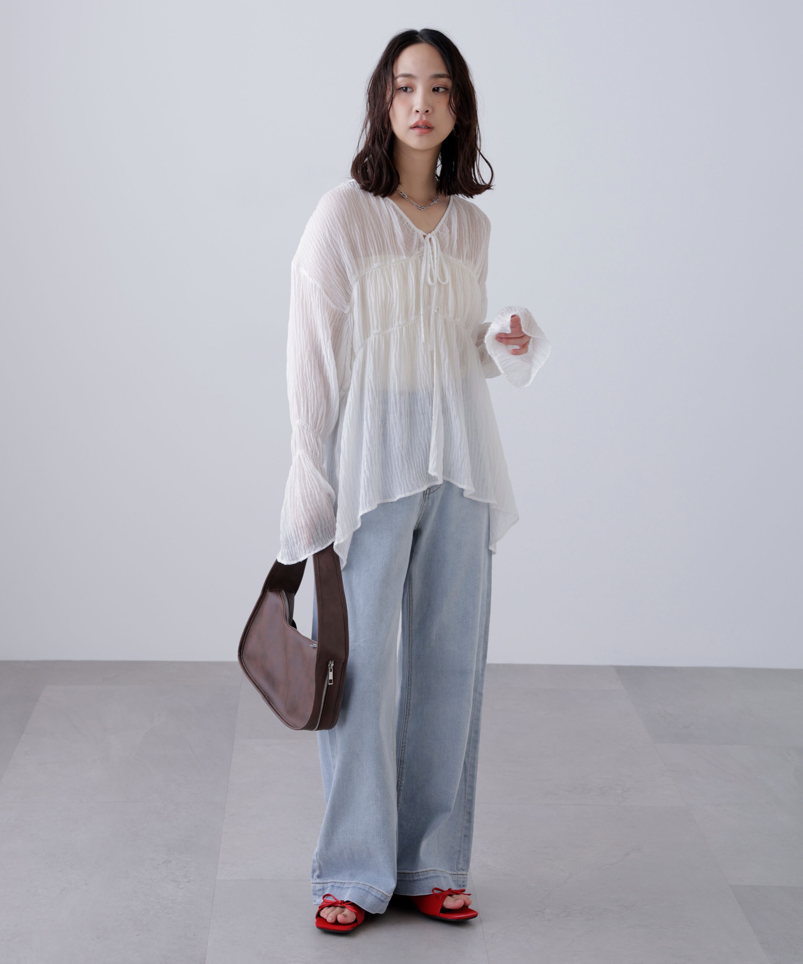  「シャーリングドロストチュニックブラウス」|シャツ・ブラウス|