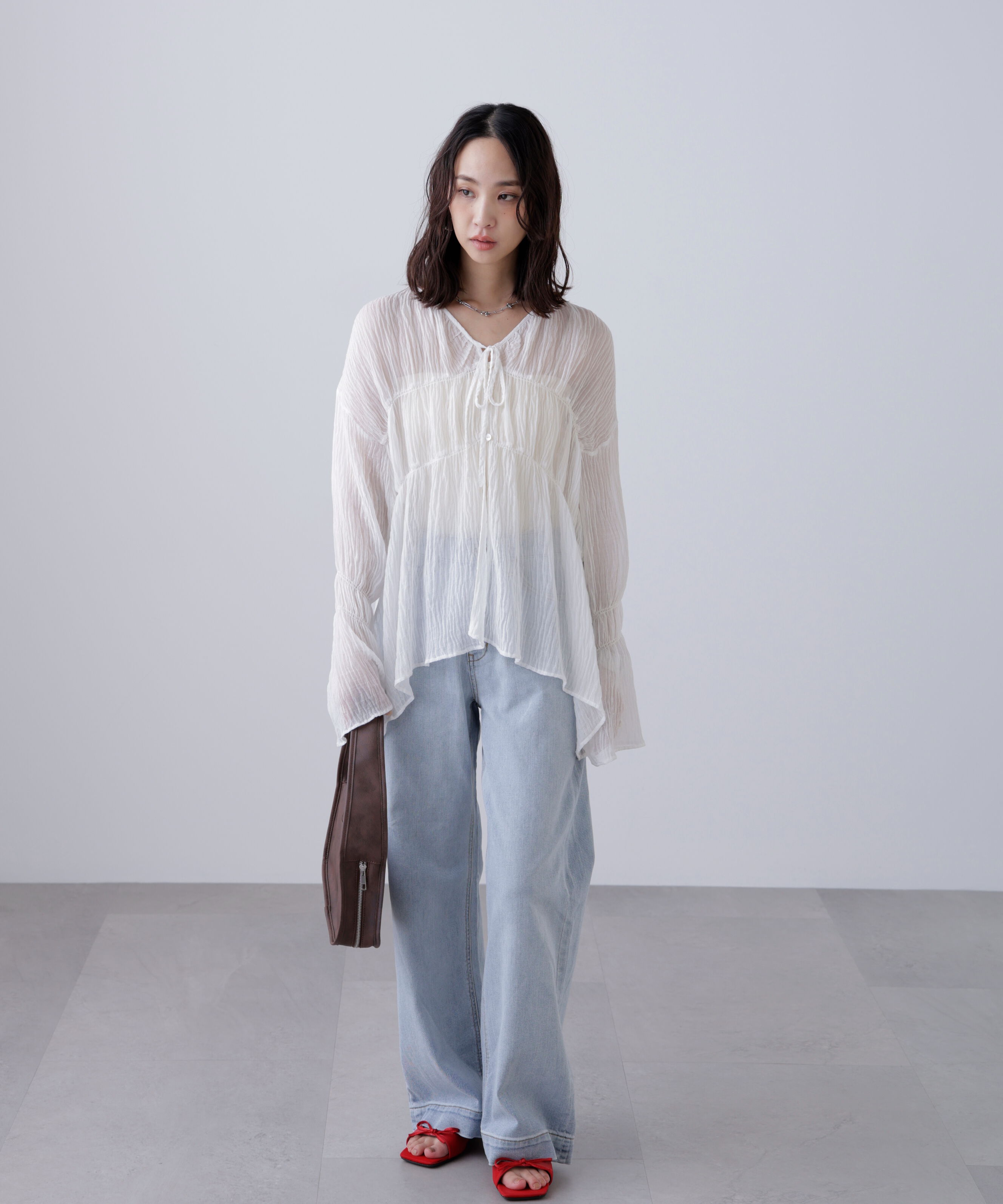  「シャーリングドロストチュニックブラウス」|シャツ・ブラウス|