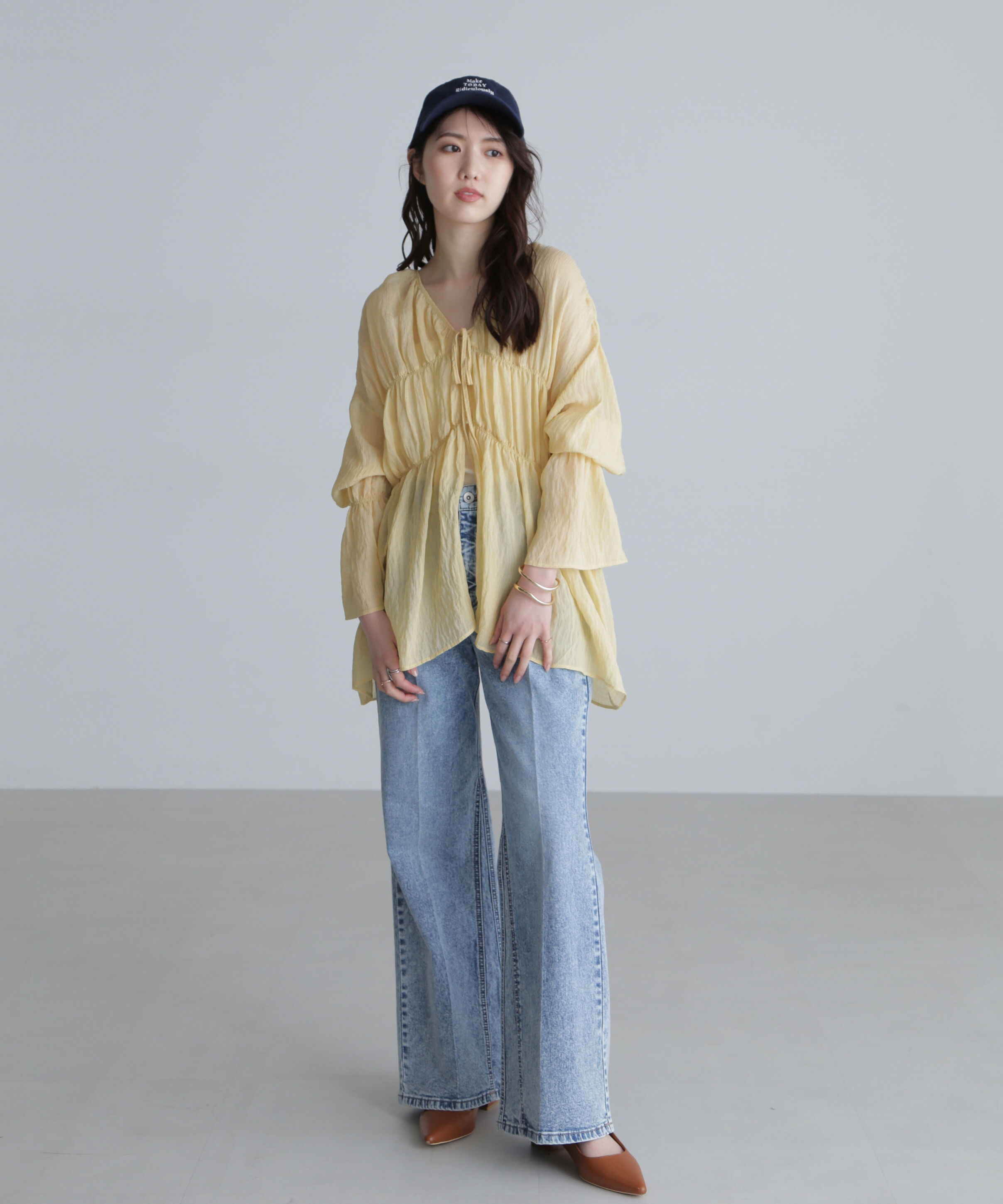  「シャーリングドロストチュニックブラウス」|シャツ・ブラウス|