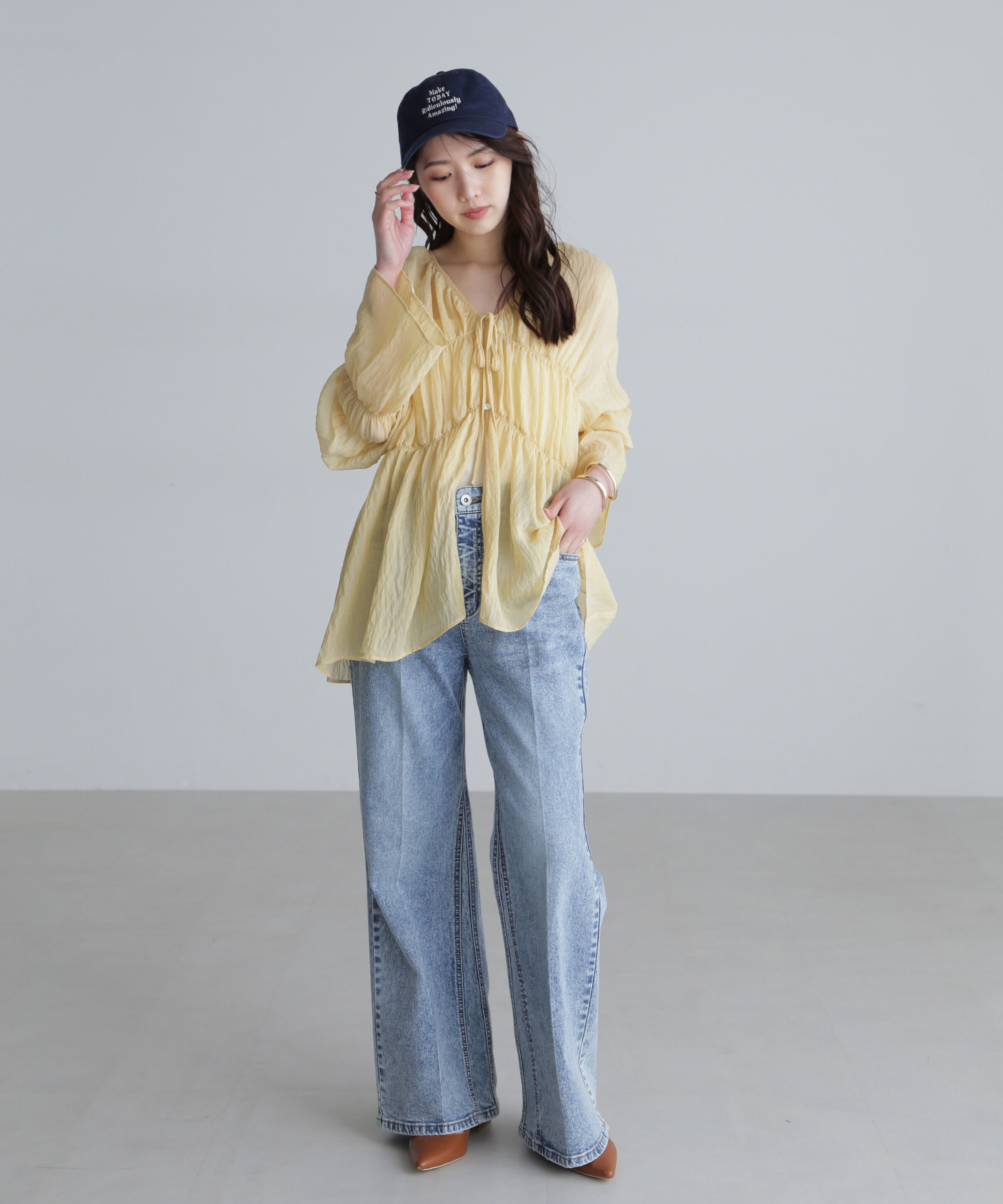  「シャーリングドロストチュニックブラウス」|シャツ・ブラウス|