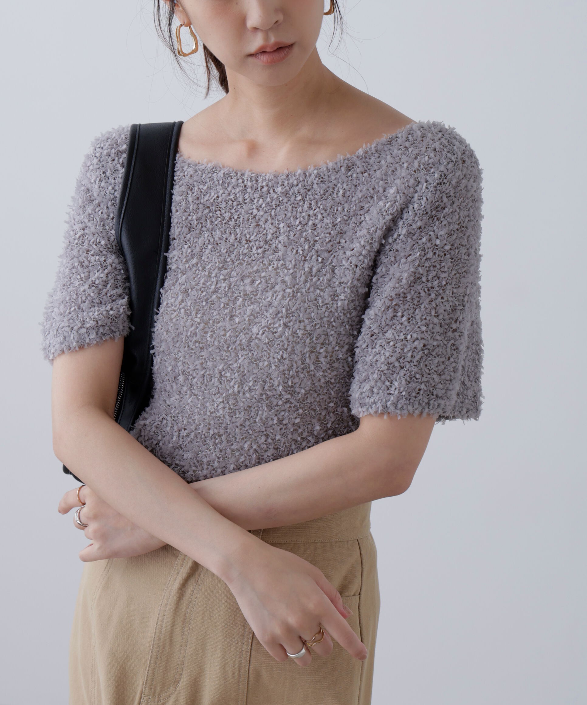  「チョウチョヤーン半袖ニット」|ニット・セーター|