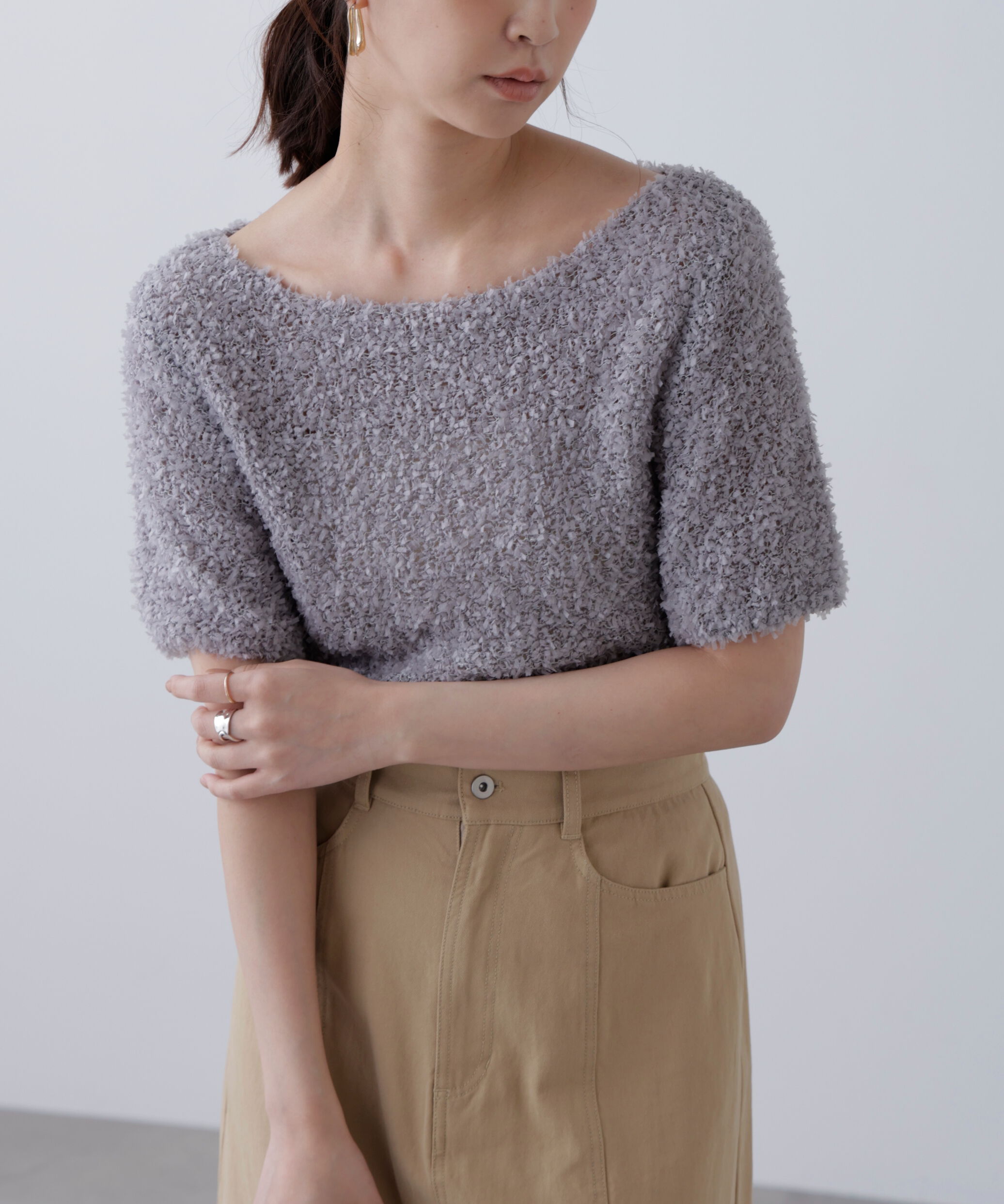  「チョウチョヤーン半袖ニット」|ニット・セーター|