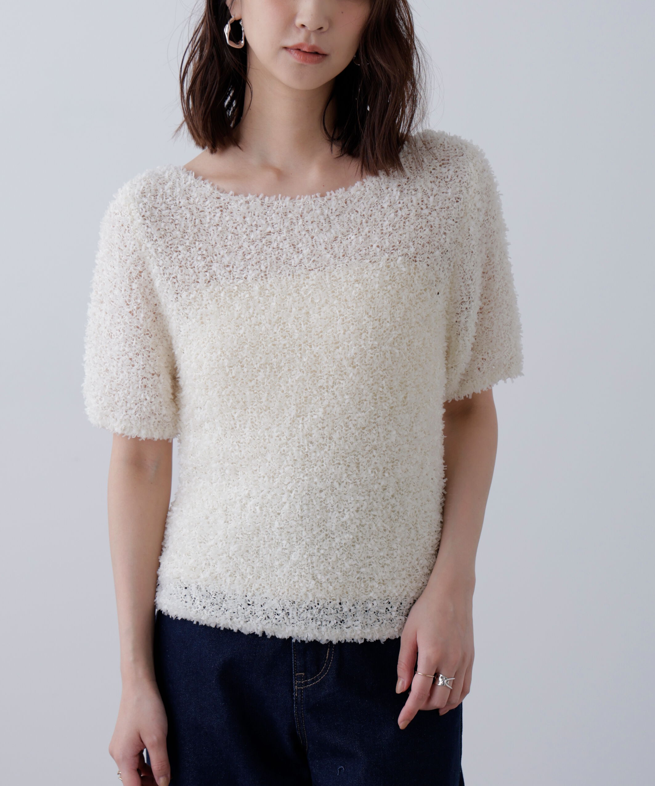  「チョウチョヤーン半袖ニット」|ニット・セーター|