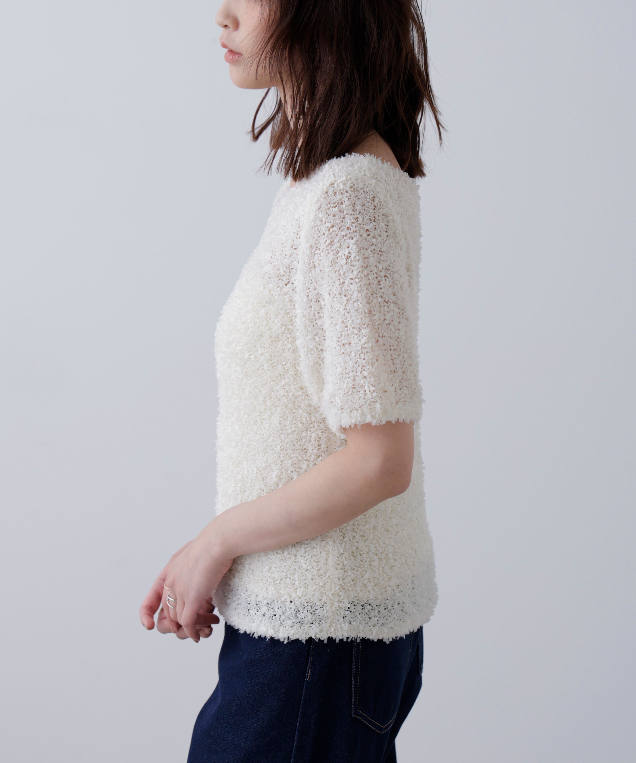  「チョウチョヤーン半袖ニット」|ニット・セーター|