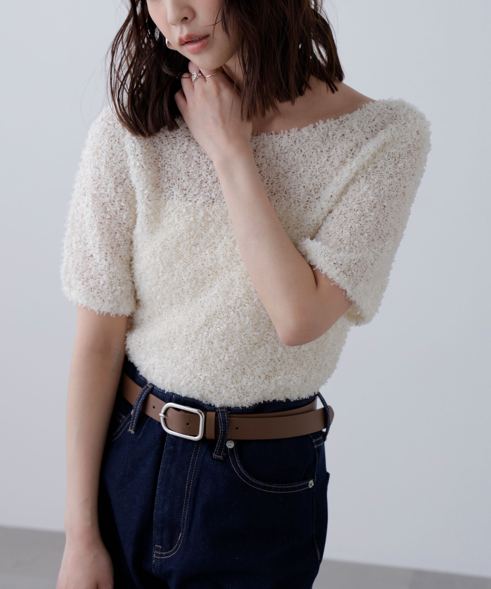  「チョウチョヤーン半袖ニット」|ニット・セーター|