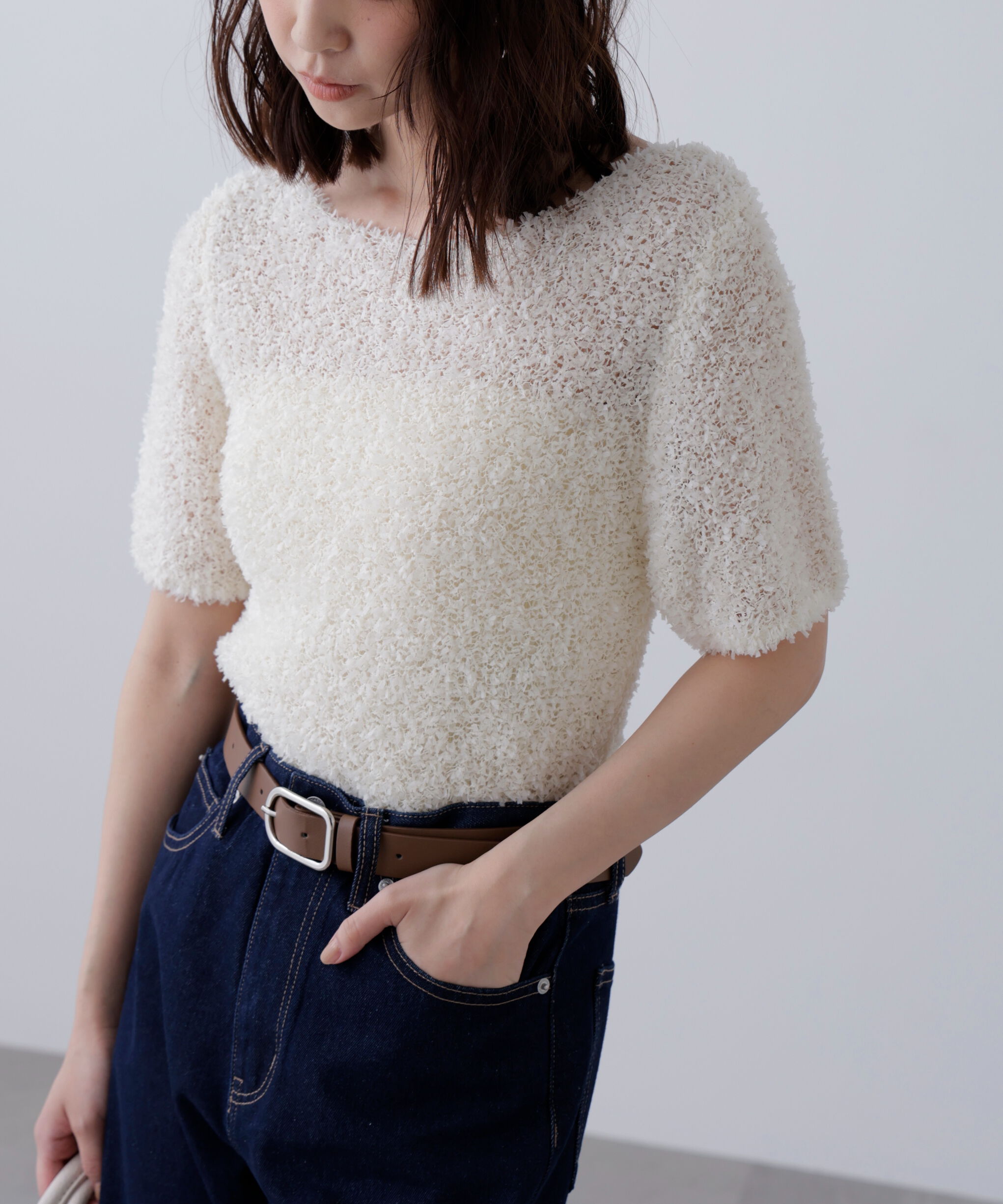  「チョウチョヤーン半袖ニット」|ニット・セーター|