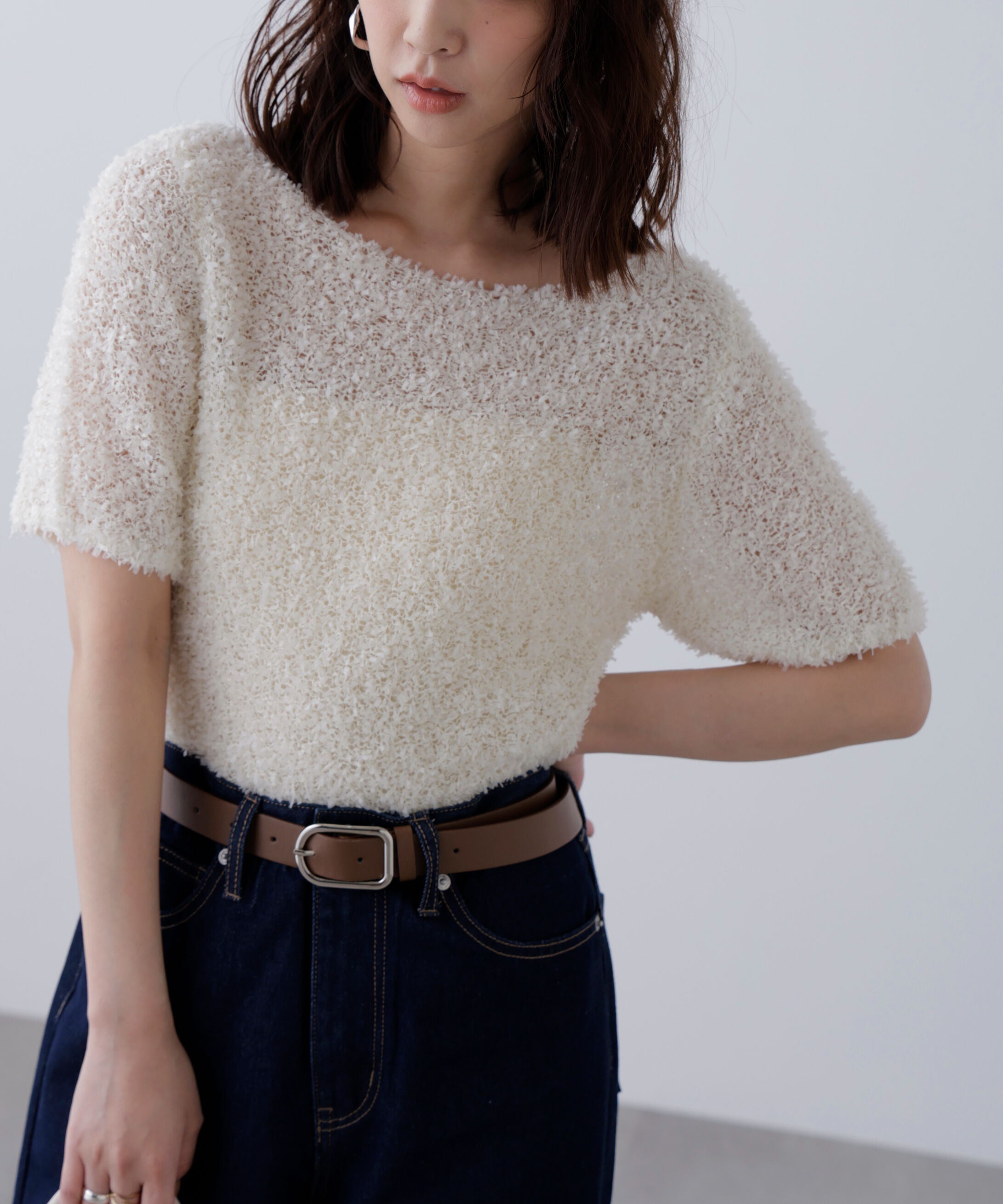  「チョウチョヤーン半袖ニット」|ニット・セーター|