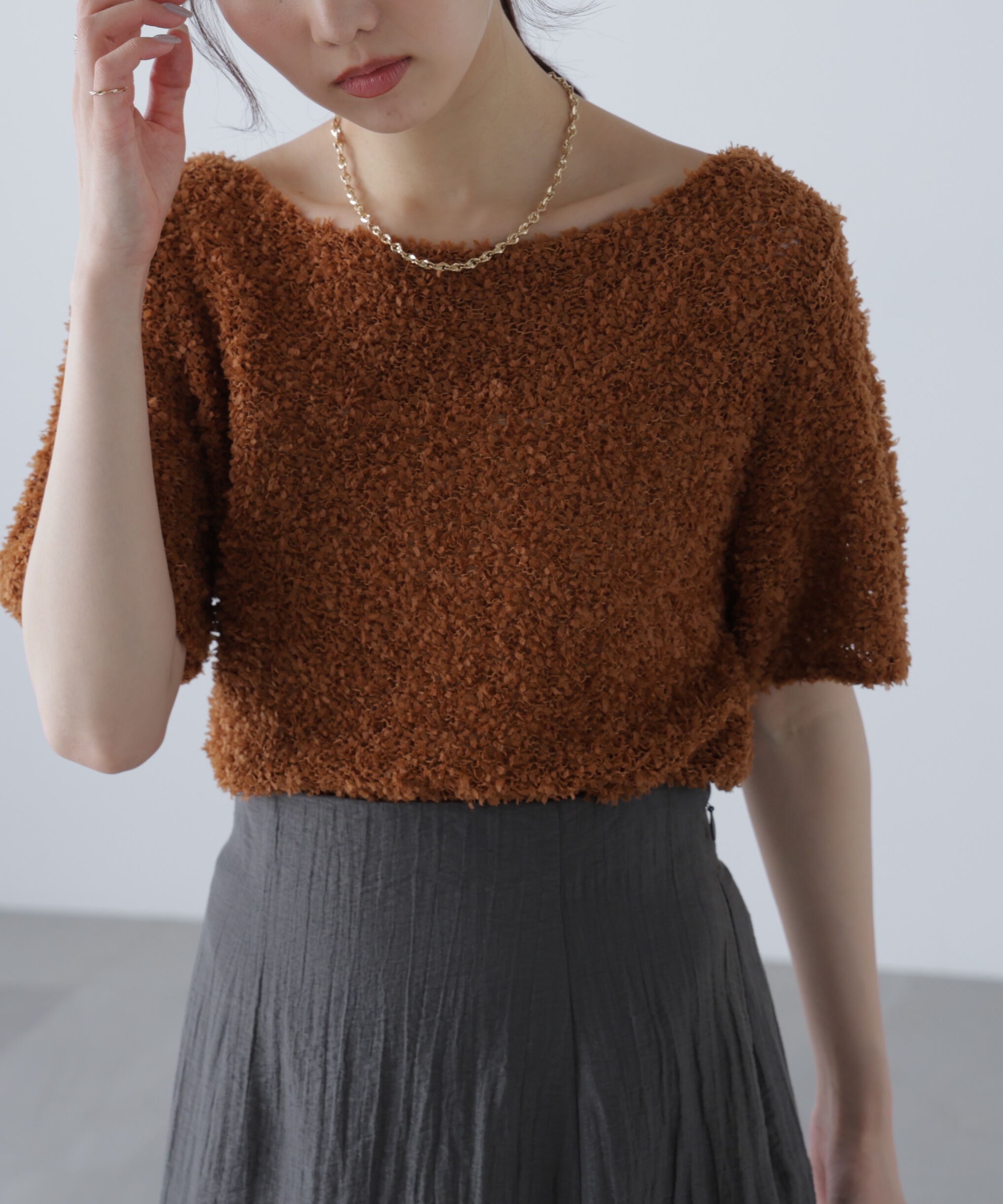  「チョウチョヤーン半袖ニット」|ニット・セーター|