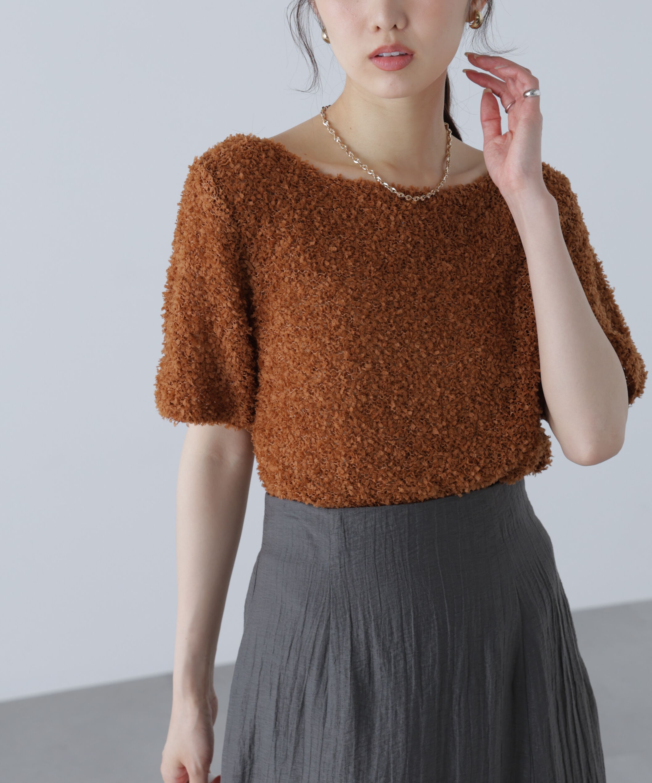  「チョウチョヤーン半袖ニット」|ニット・セーター|