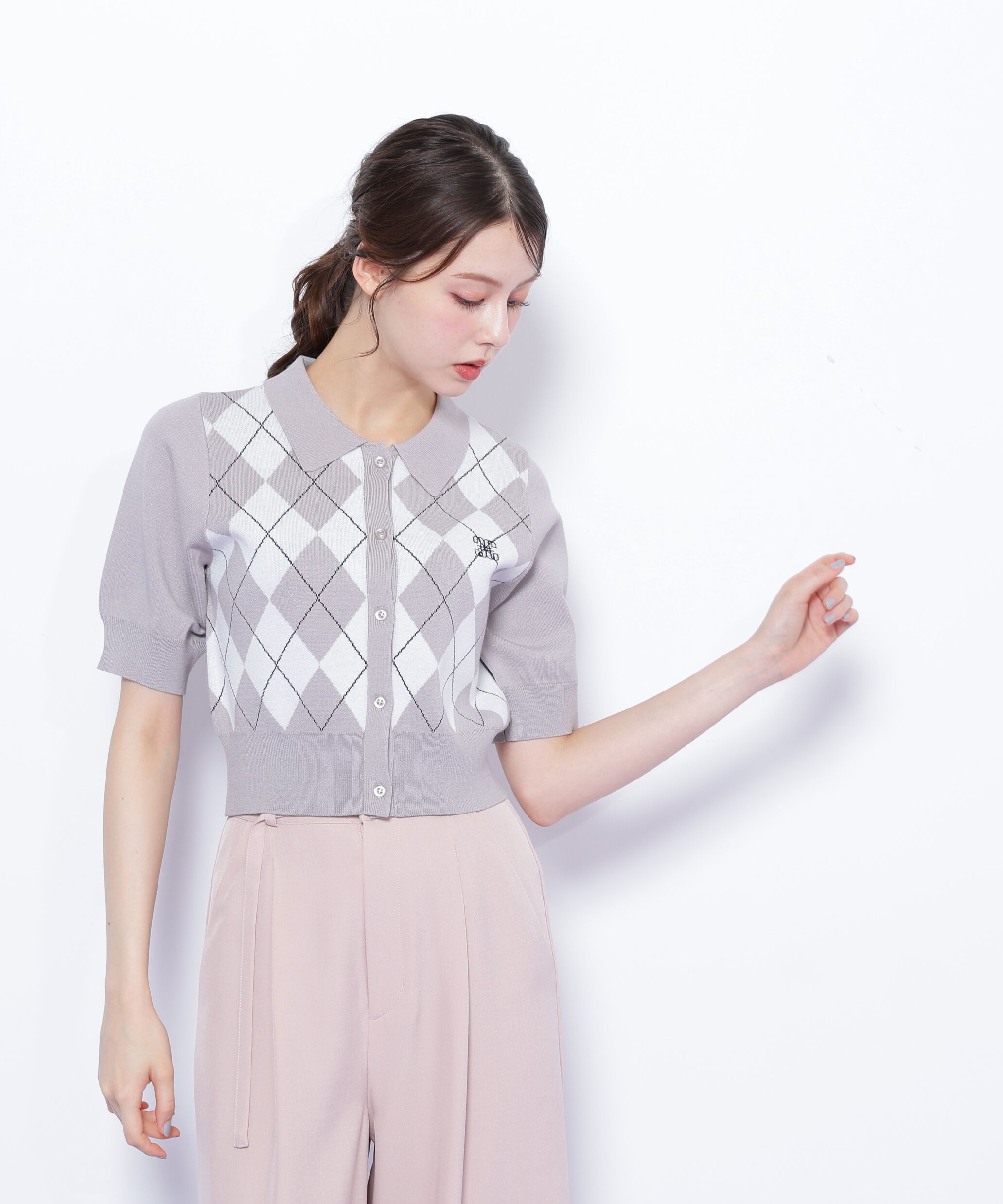  「ポロ衿アーガイルニット」|ニット・セーター|