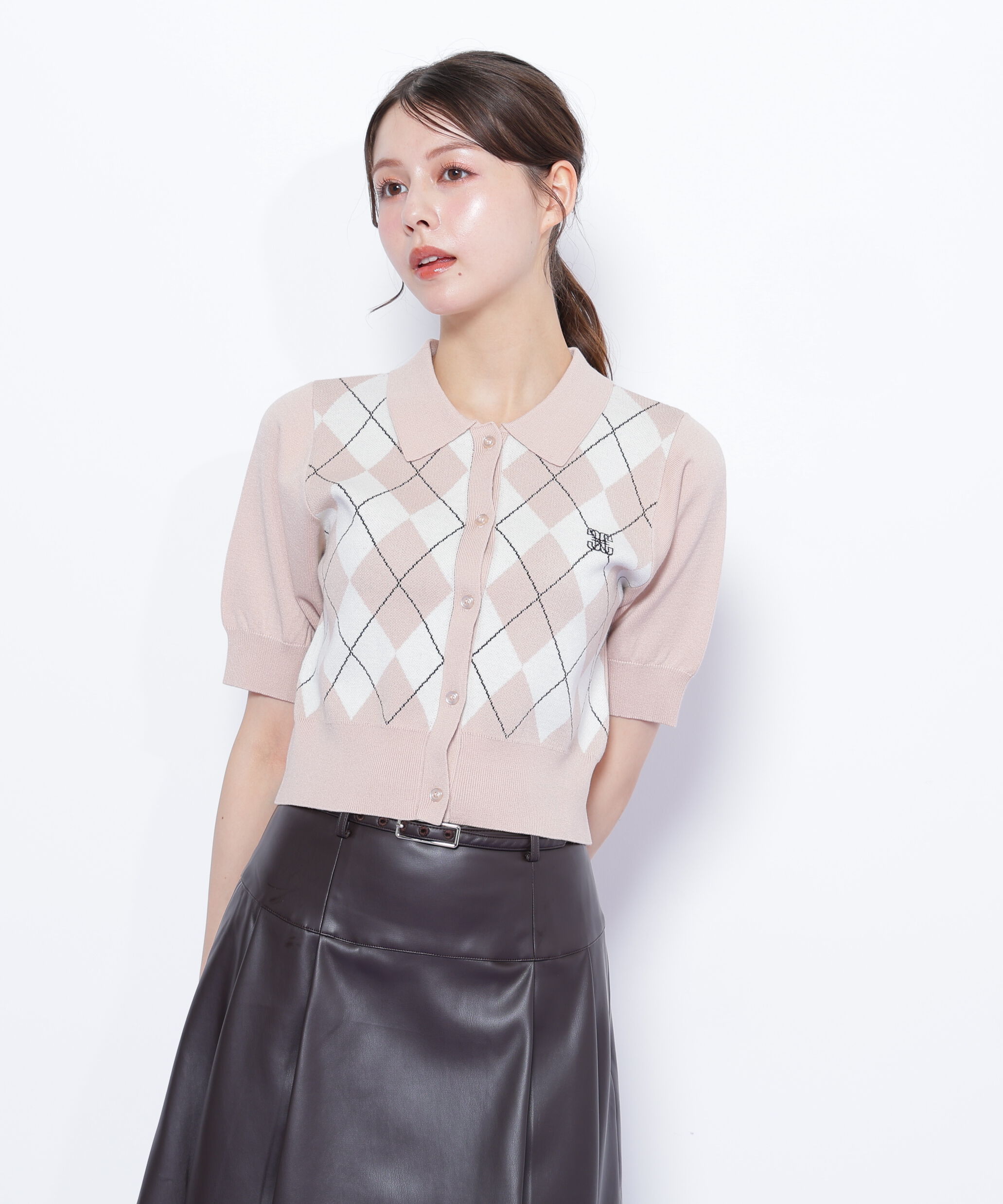  「ポロ衿アーガイルニット」|ニット・セーター|