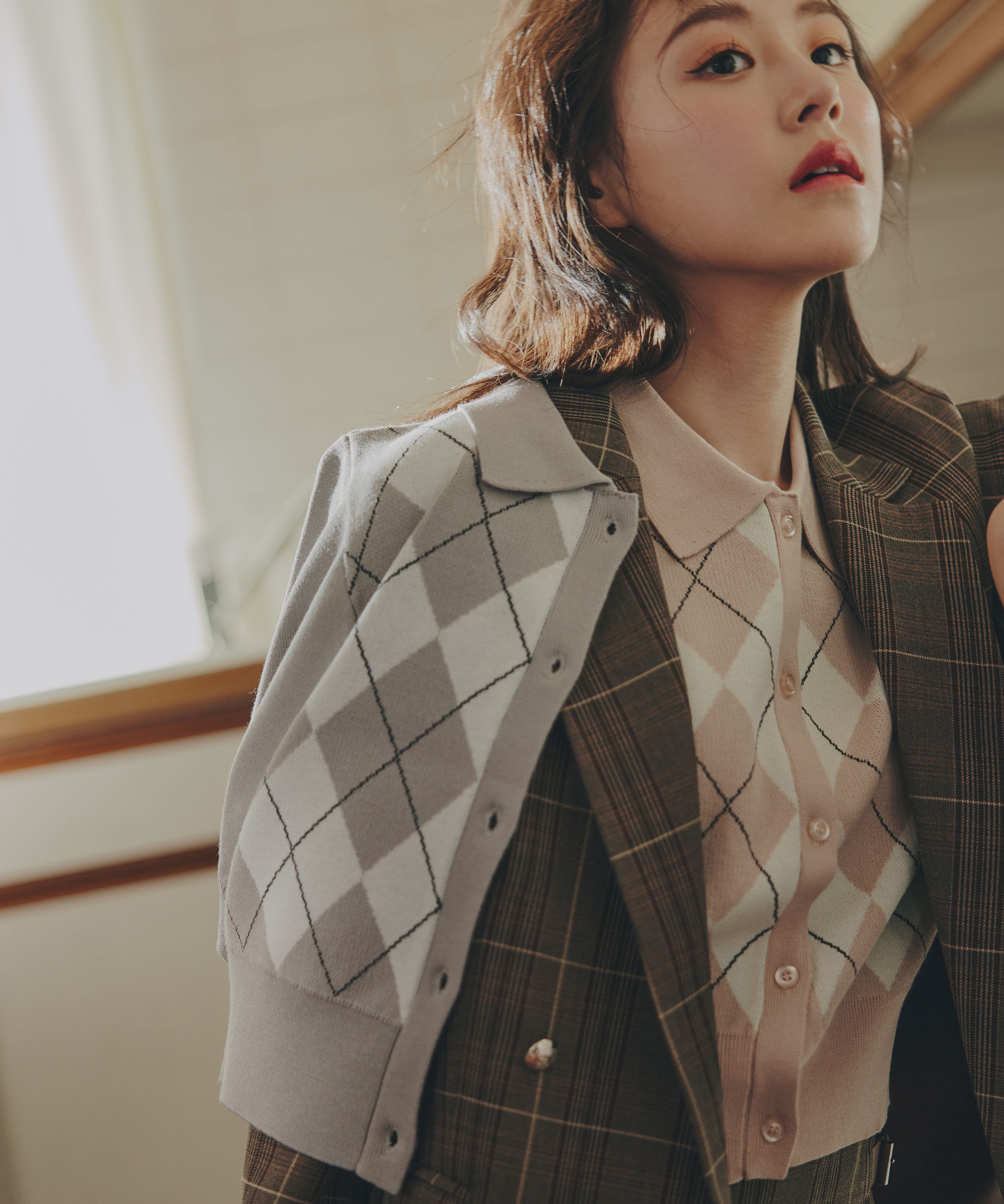  「ポロ衿アーガイルニット」|ニット・セーター|