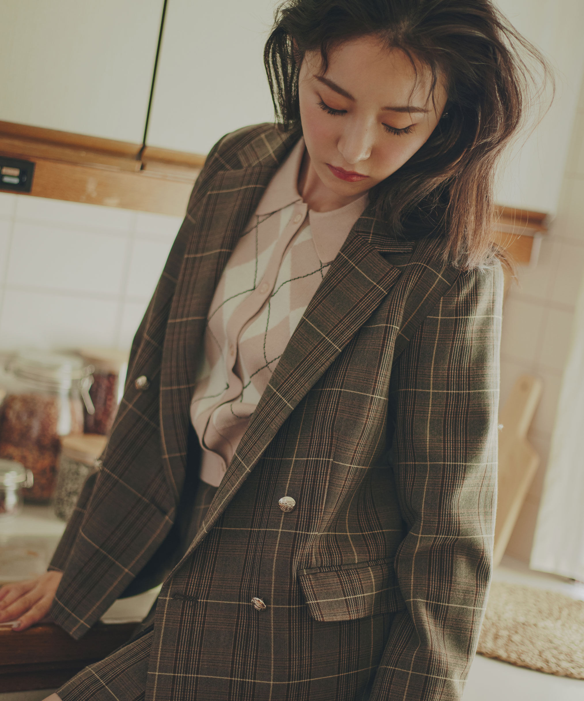  「ポロ衿アーガイルニット」|ニット・セーター|