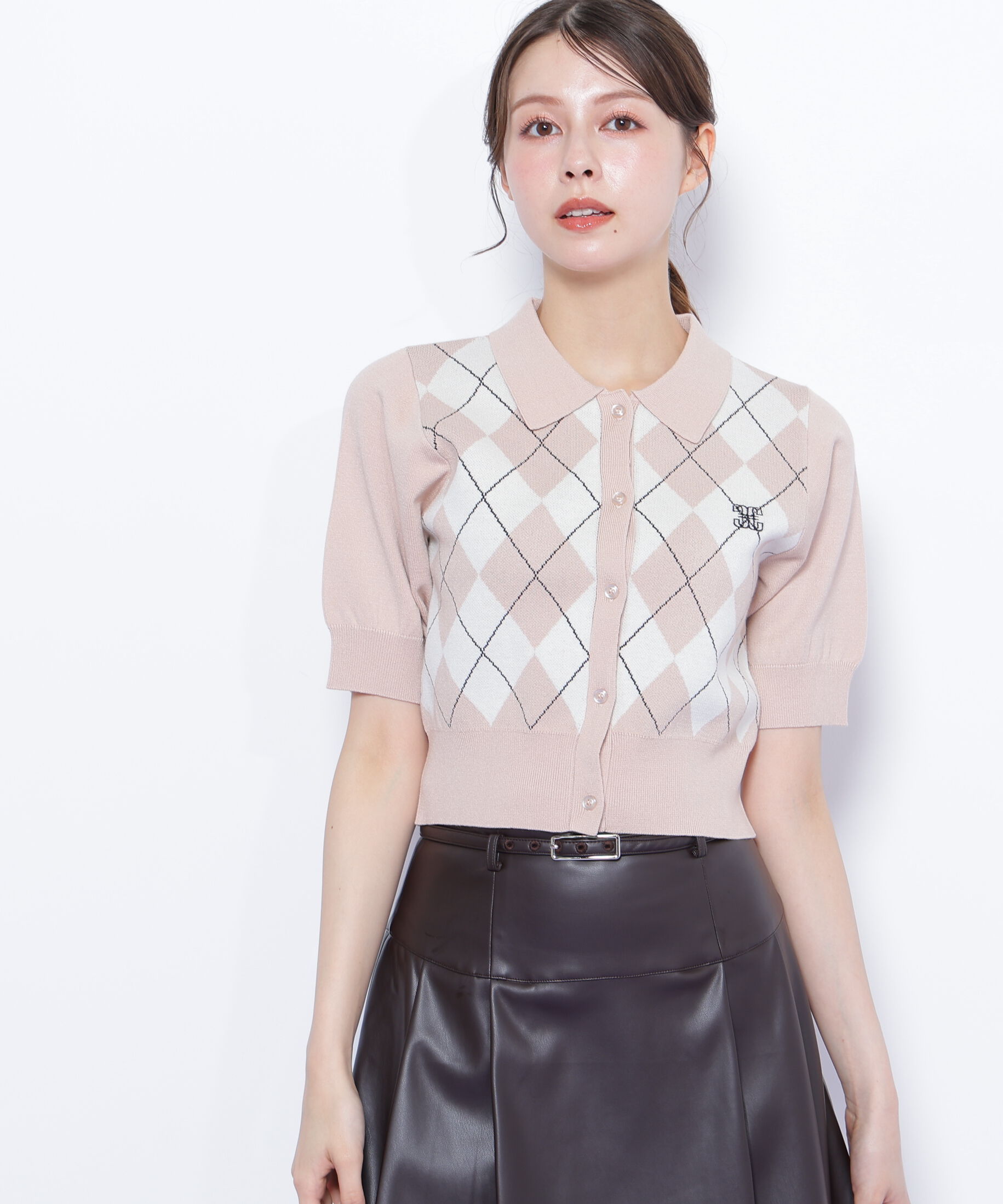  「ポロ衿アーガイルニット」|ニット・セーター|