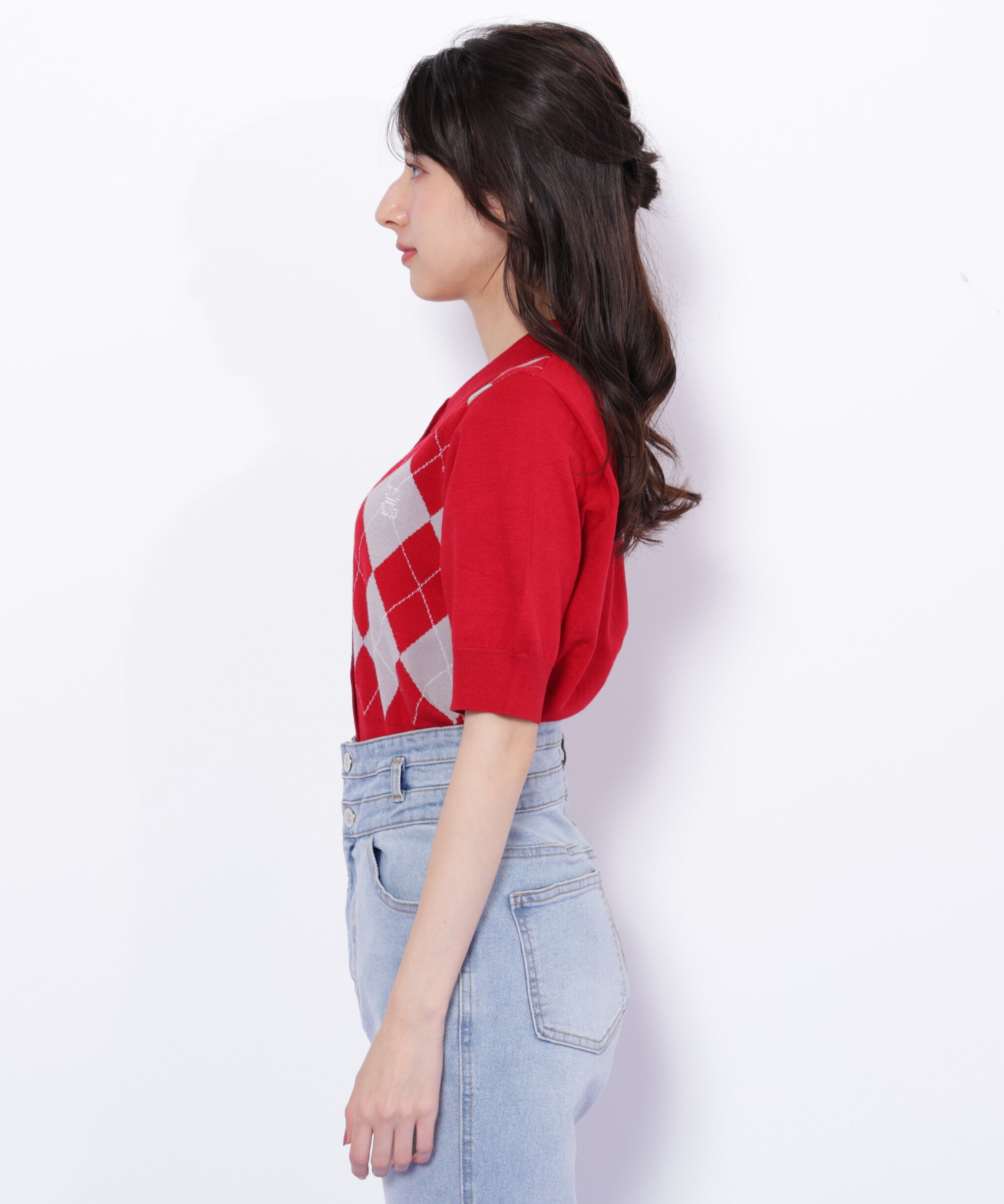  「ポロ衿アーガイルニット」|ニット・セーター|