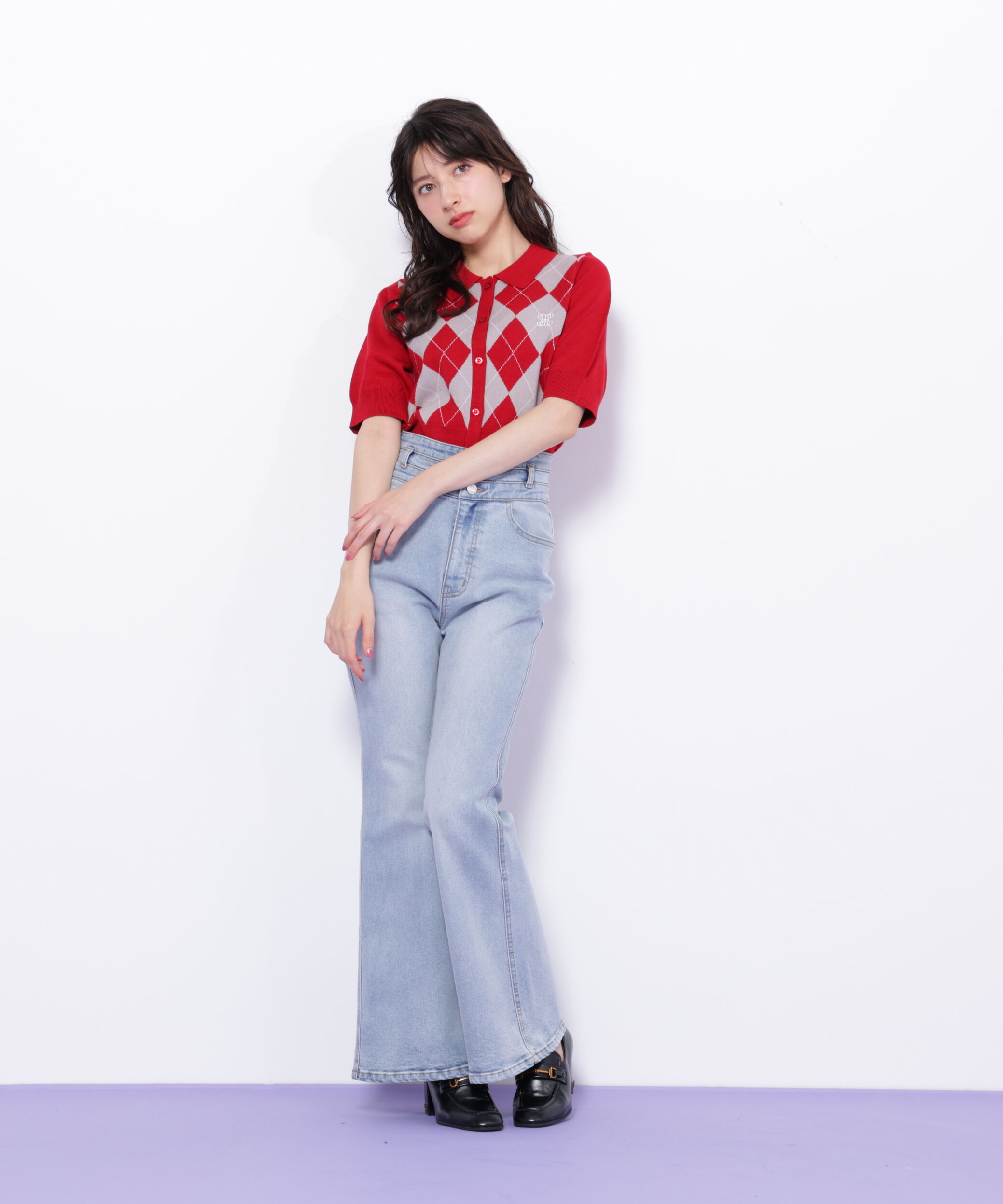  「ポロ衿アーガイルニット」|ニット・セーター|